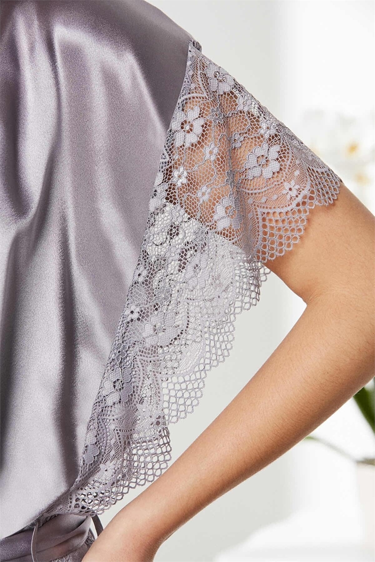 Pierre Cardin 4438 Kadın Saten Gecelik Sabahlık Takım-Royal