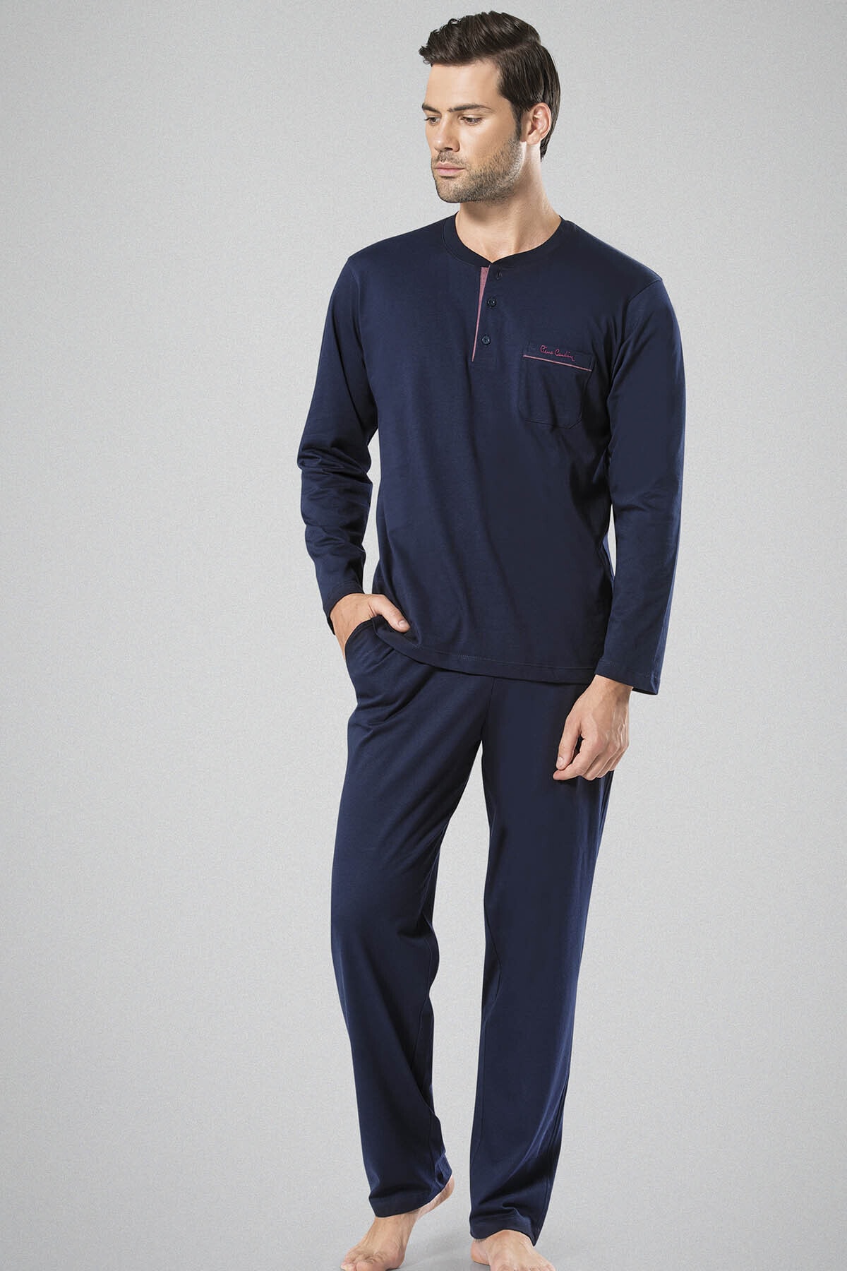 Pierre Cardin 5454 Erkek Uzun Kollu Pijama Takımı-Lacivert