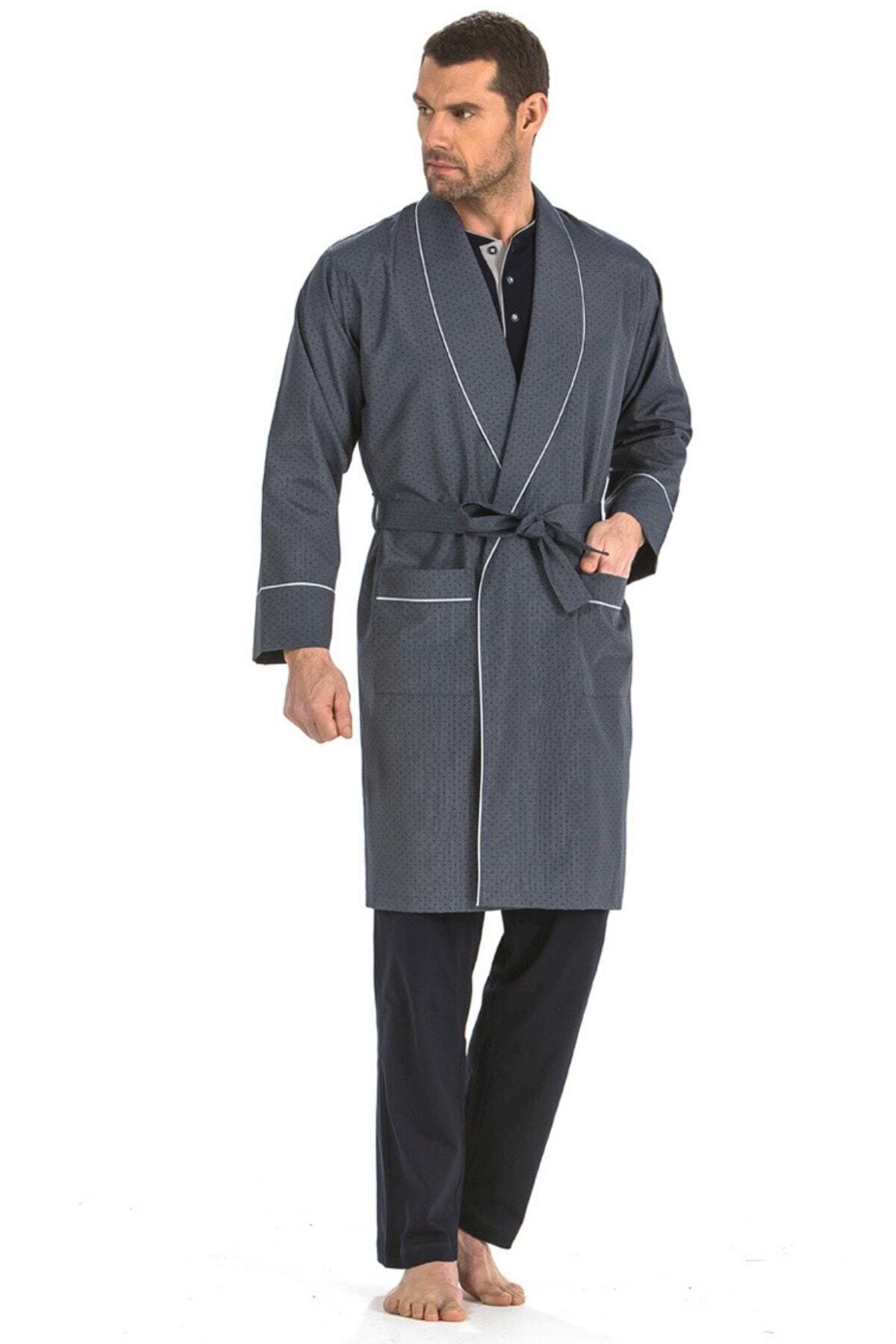 Pierre Cardin 5560 Erkek Çeyizlik Beşli Rop Pijama Takım - Lacivert