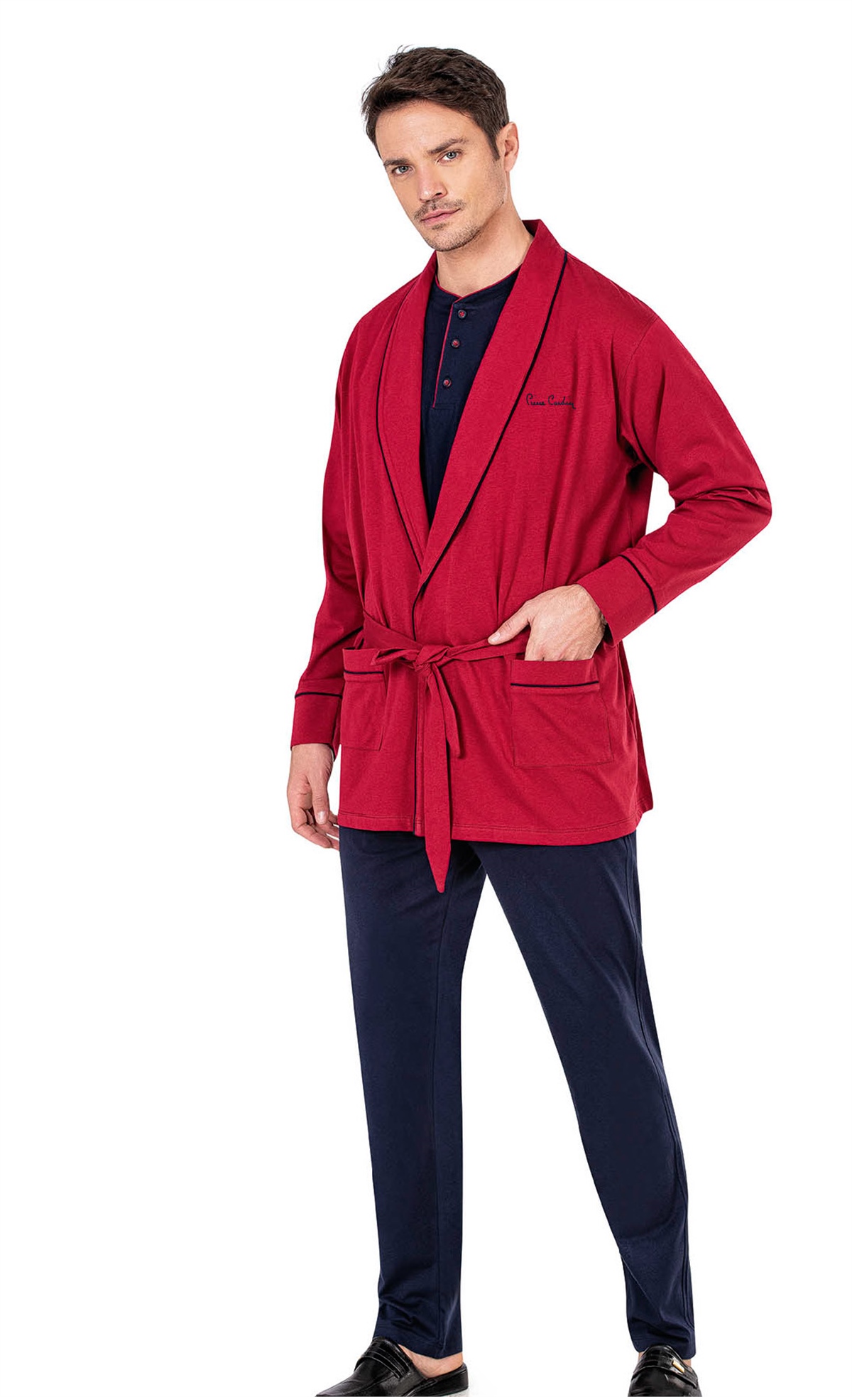 Pierre Cardin 5605 Erkek Çeyizlik 3lü Rob Pijama Takım-Bordo