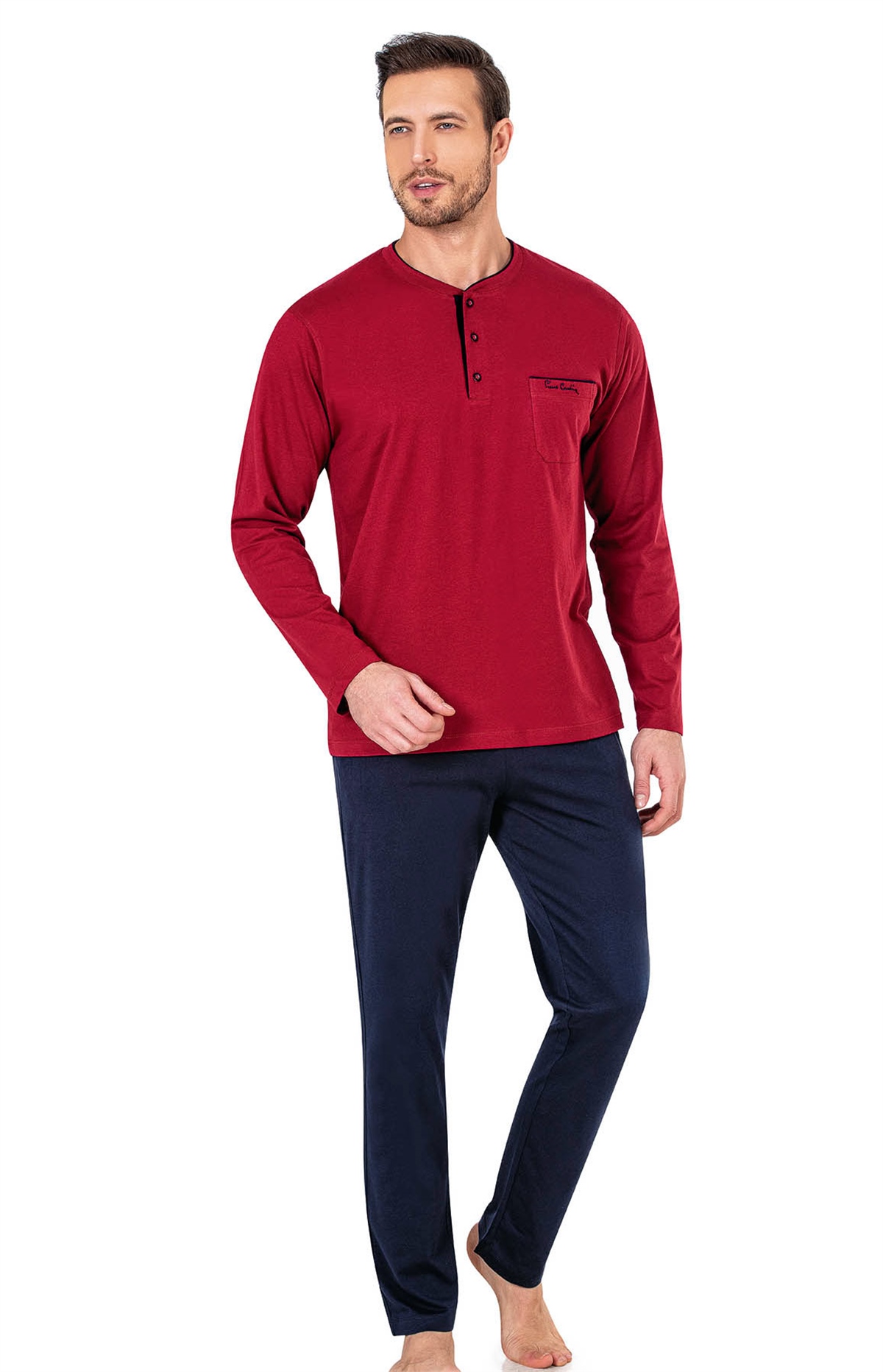 Pierre Cardin 5605 Erkek Çeyizlik 3lü Rob Pijama Takım-Lacivert