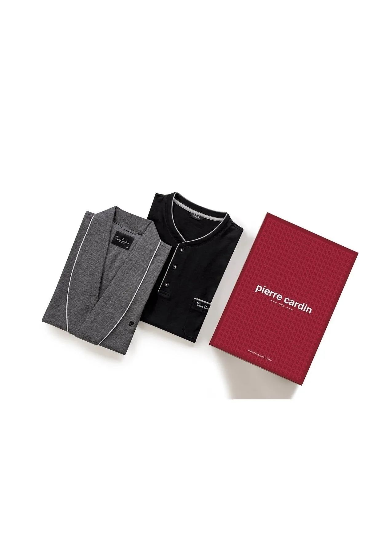 Pierre Cardin 5610  Erkek Çeyizlik Üçlü Rop Pijama Takım-Siyah