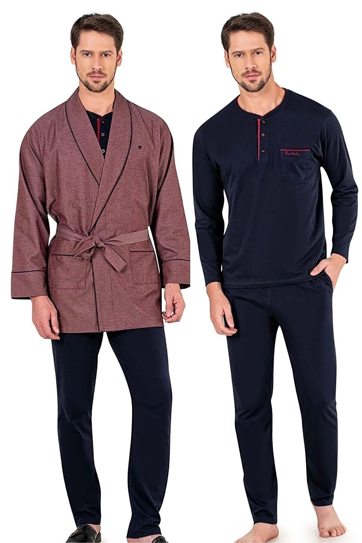 Pierre Cardin 5615  Erkek Çeyizlik Rop Pijama Takım-Bordo