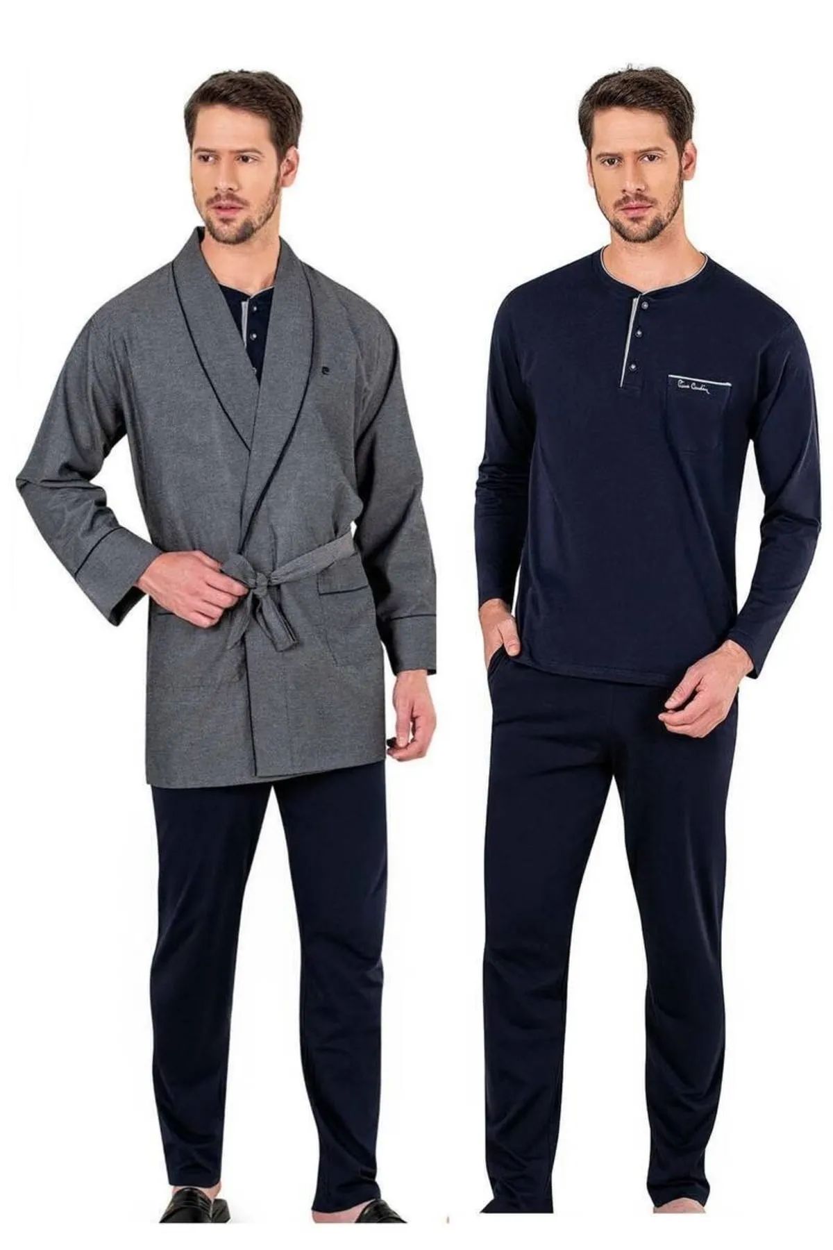 Pierre Cardin 5615  Erkek Çeyizlik Rop Pijama Takım-Lacivert
