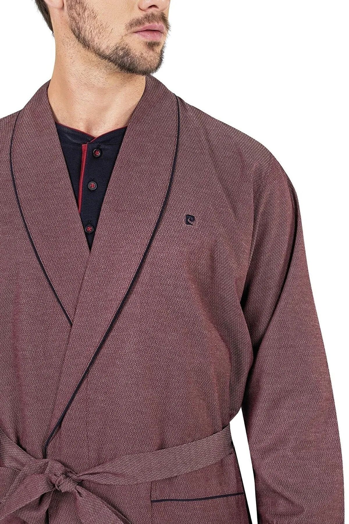 Pierre Cardin 5615  Erkek Çeyizlik Rop Pijama Takım-Bordo
