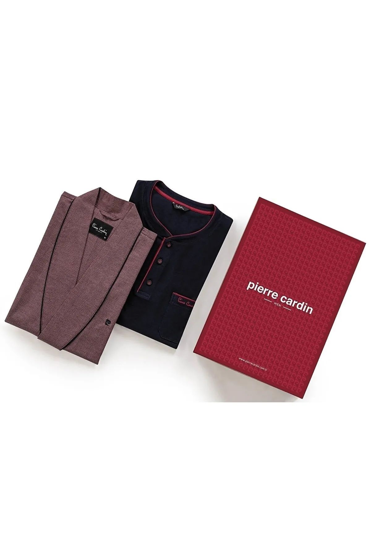 Pierre Cardin 5615  Erkek Çeyizlik Rop Pijama Takım-Bordo