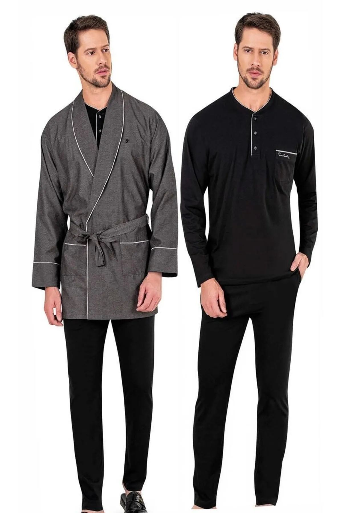 Pierre Cardin 5615  Erkek Çeyizlik Rop Pijama Takım-Siyah