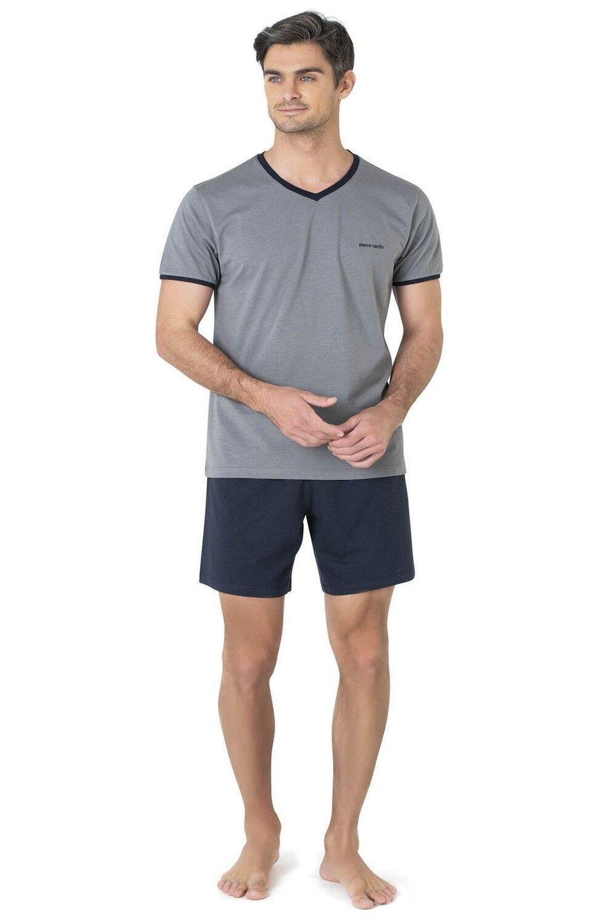 Pierre Cardin 5640 Erkek Triko Sabahlıklı 5li Pijama Takım-Lacivert