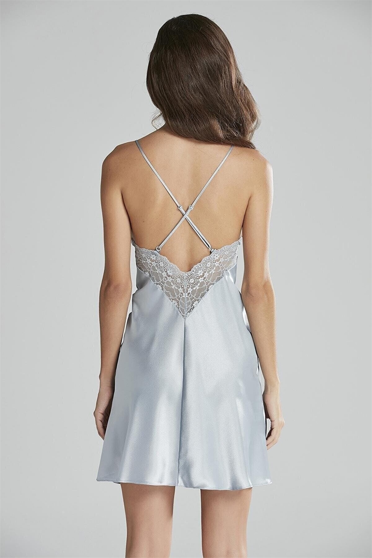 Pierre Cardin 600 Kadın İp Askılı Saten Gecelik-Mist