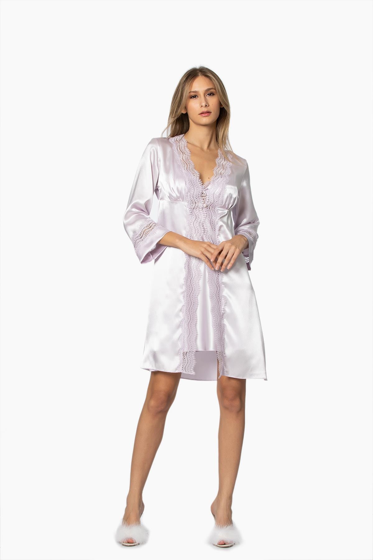 Pierre Cardin 6010 Kadın Saten Altılı Çeyiz Seti - Viola