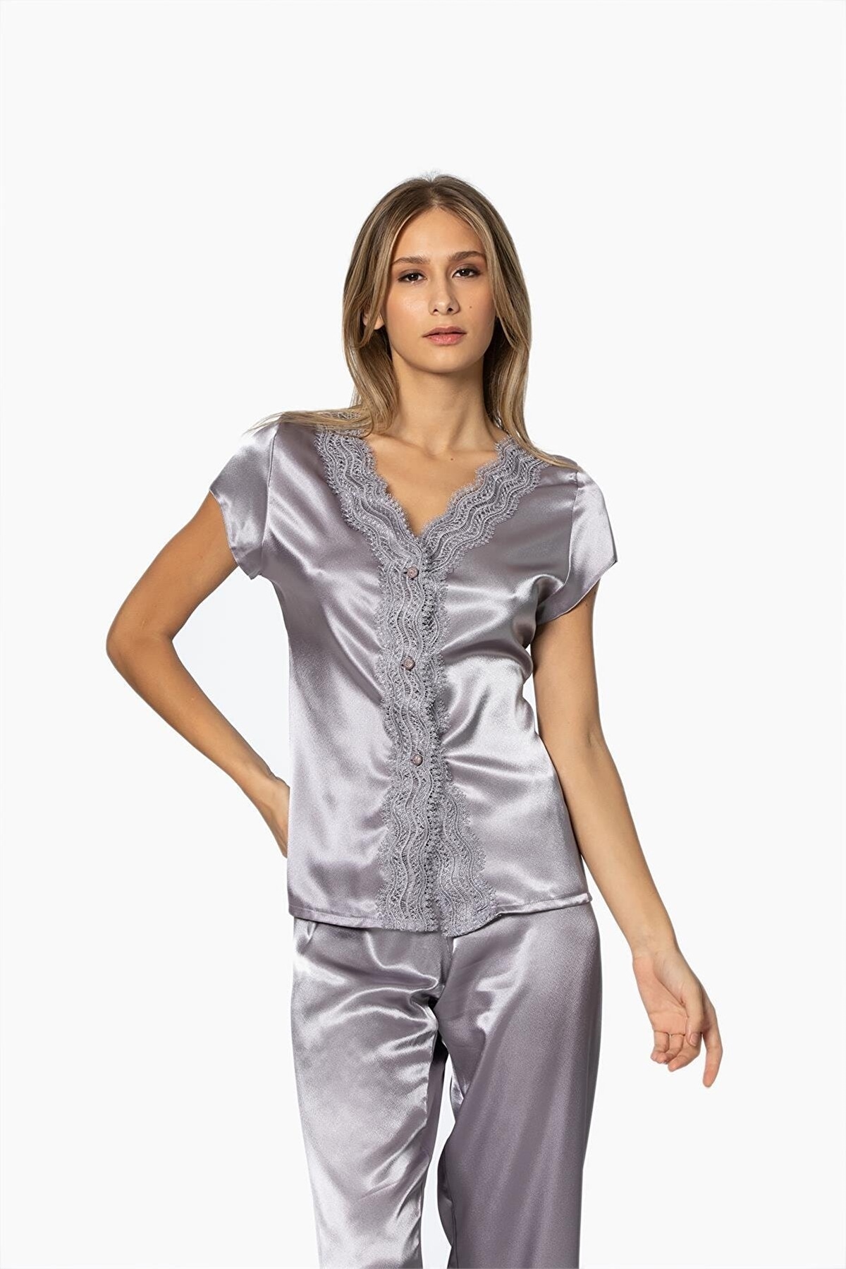 Pierre Cardin 6010 Kadın Saten Dantelli 6lı ÇeyizlikTakım-Royal
