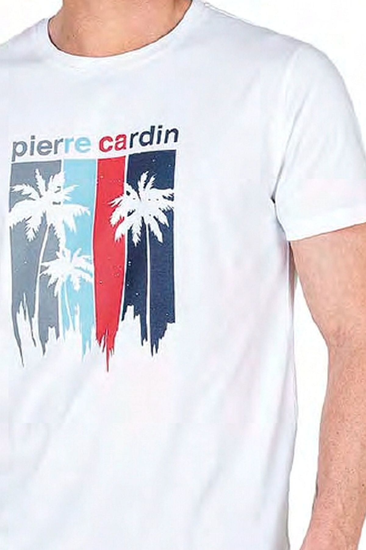 Pierre Cardin 6041 Erkek Kısa Kollu Penye Pijama Takımı-Beyaz