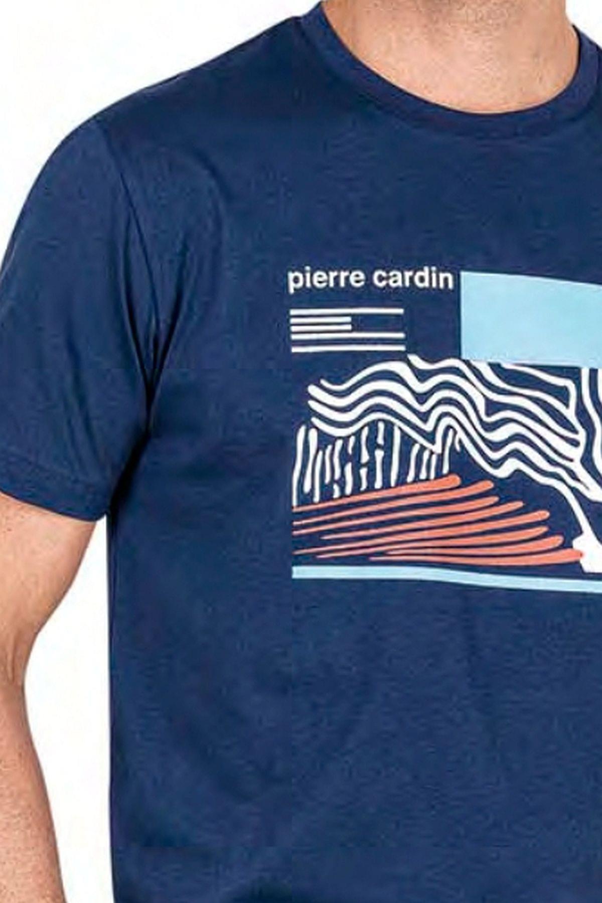 Pierre Cardin 6044 Erkek Kısa Kollu Penye Pijama Takımı-İndigo