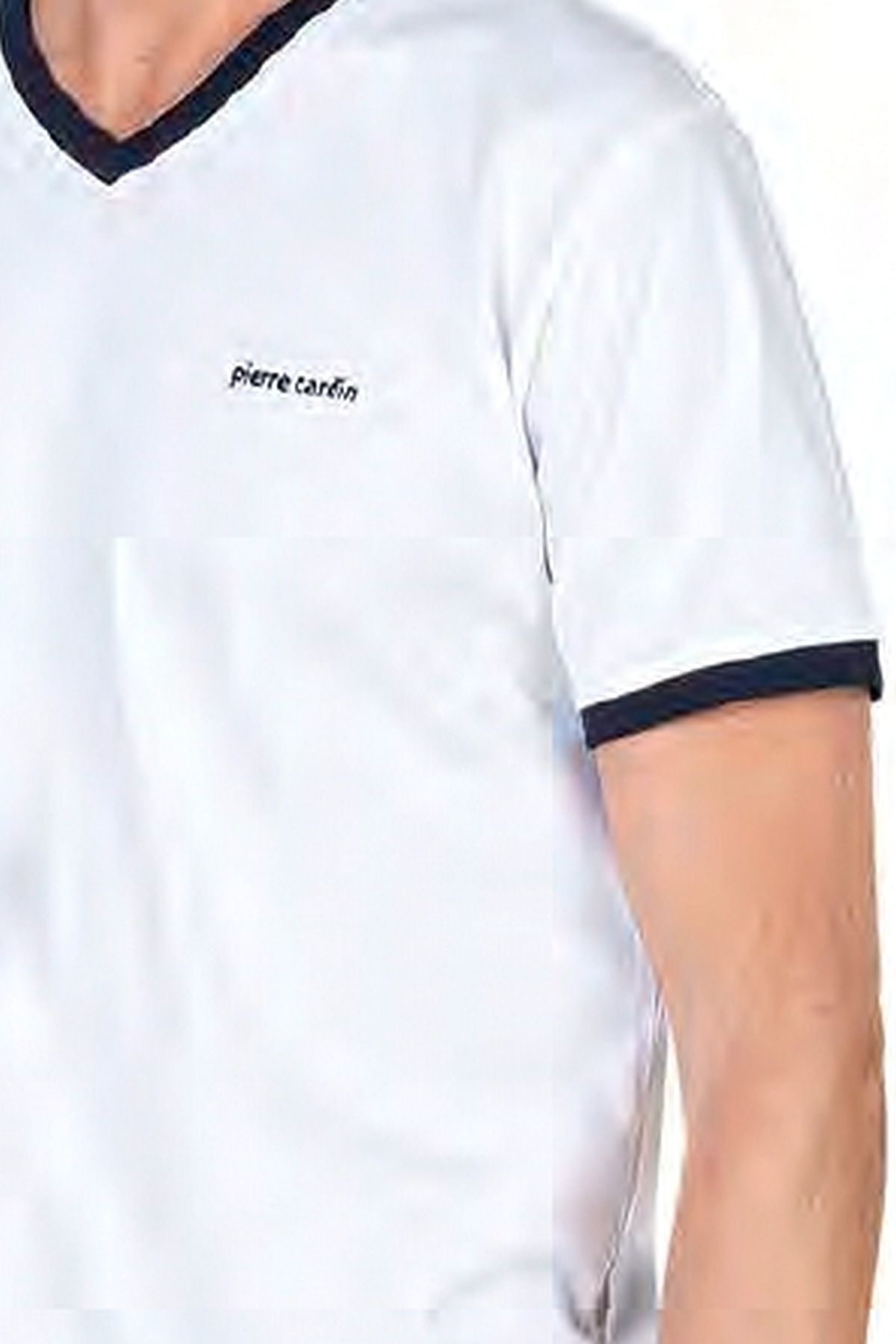 Pierre Cardin 6046 Erkek Kısa Kollu Penye Pijama Takımı-Beyaz