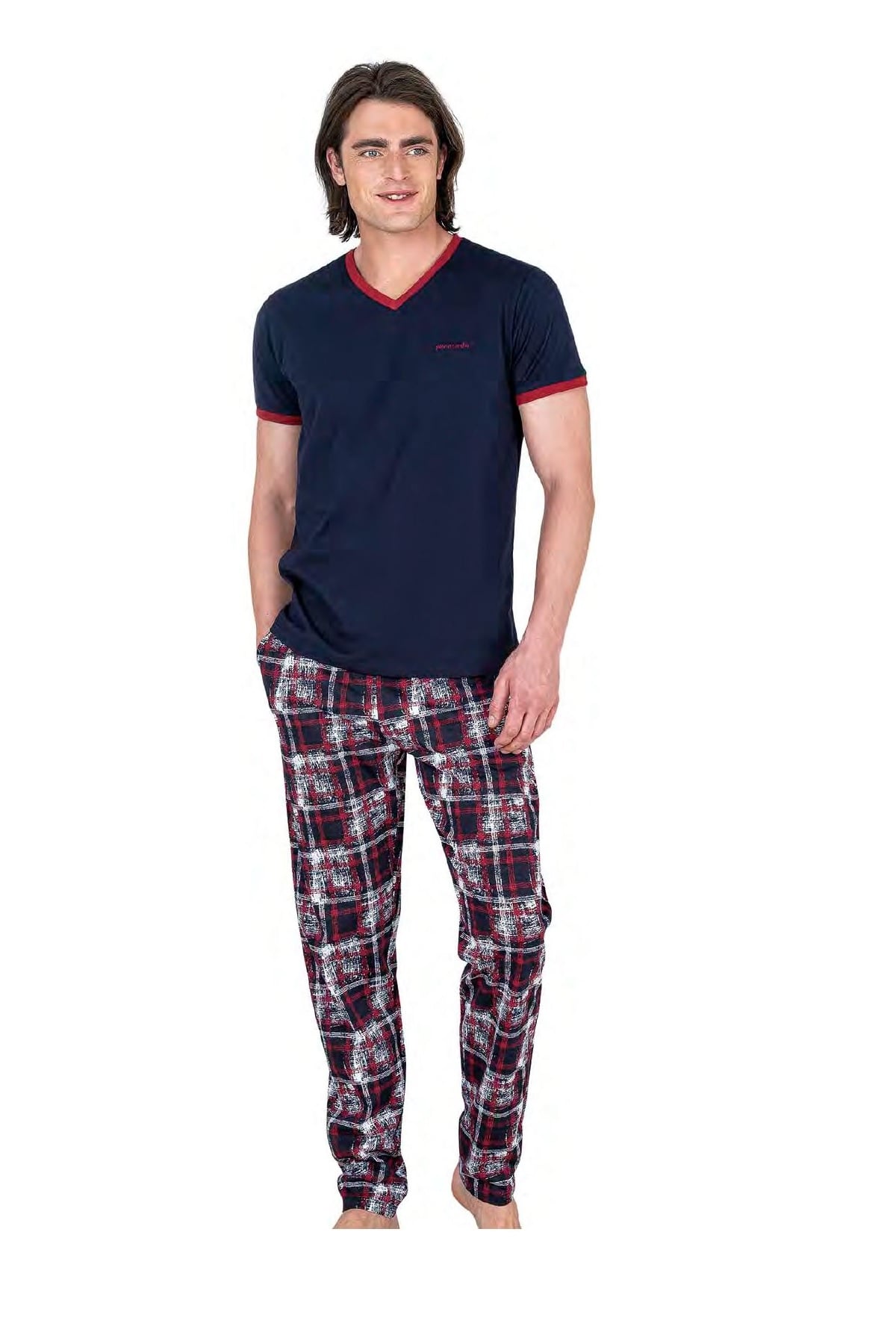 Pierre Cardin 6046 Erkek Kısa Kollu Penye Pijama Takımı-Lacivert