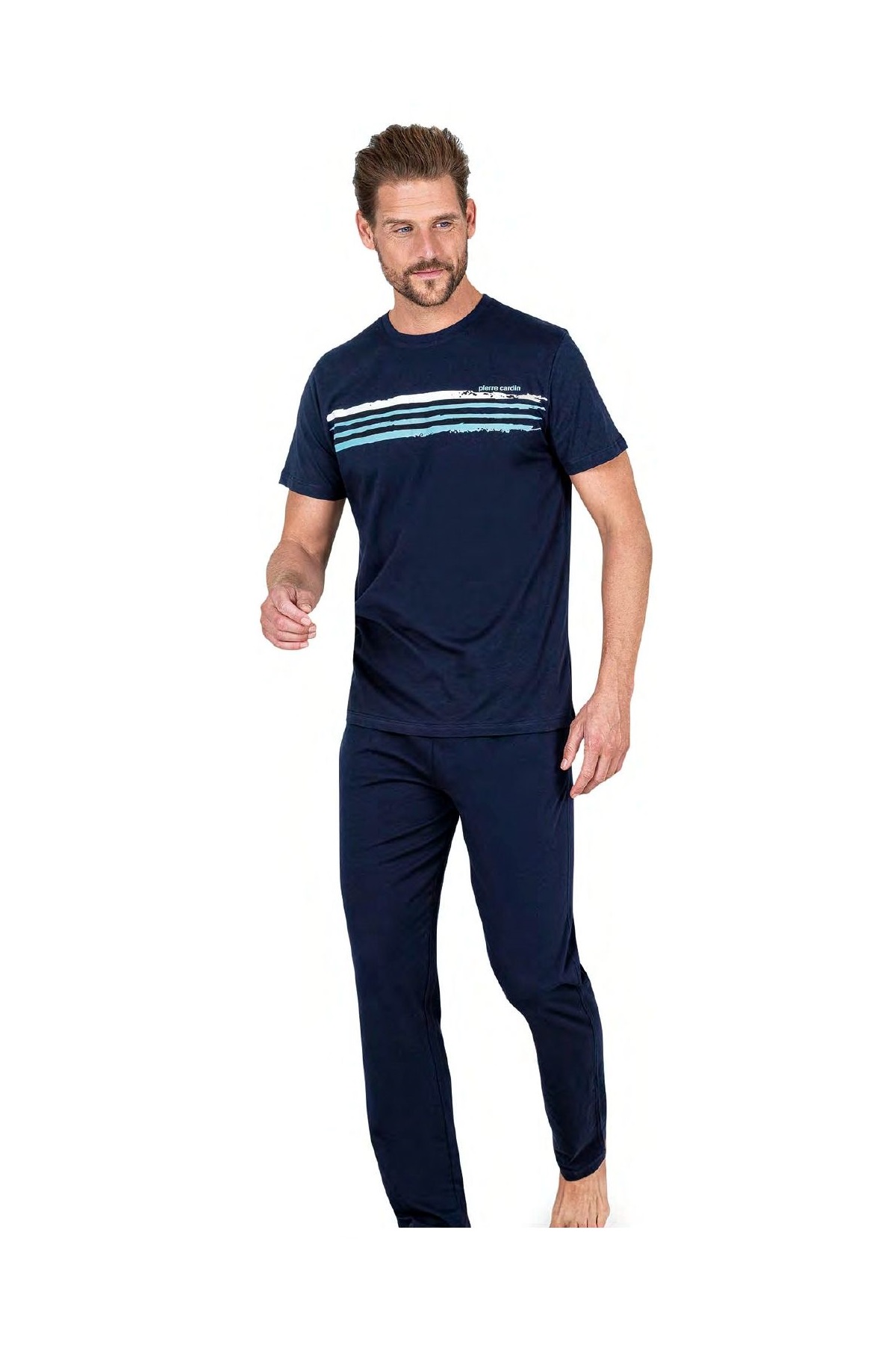Pierre Cardin 6048 Erkek Kısa Kollu Penye Pijama Takımı-Lacivert