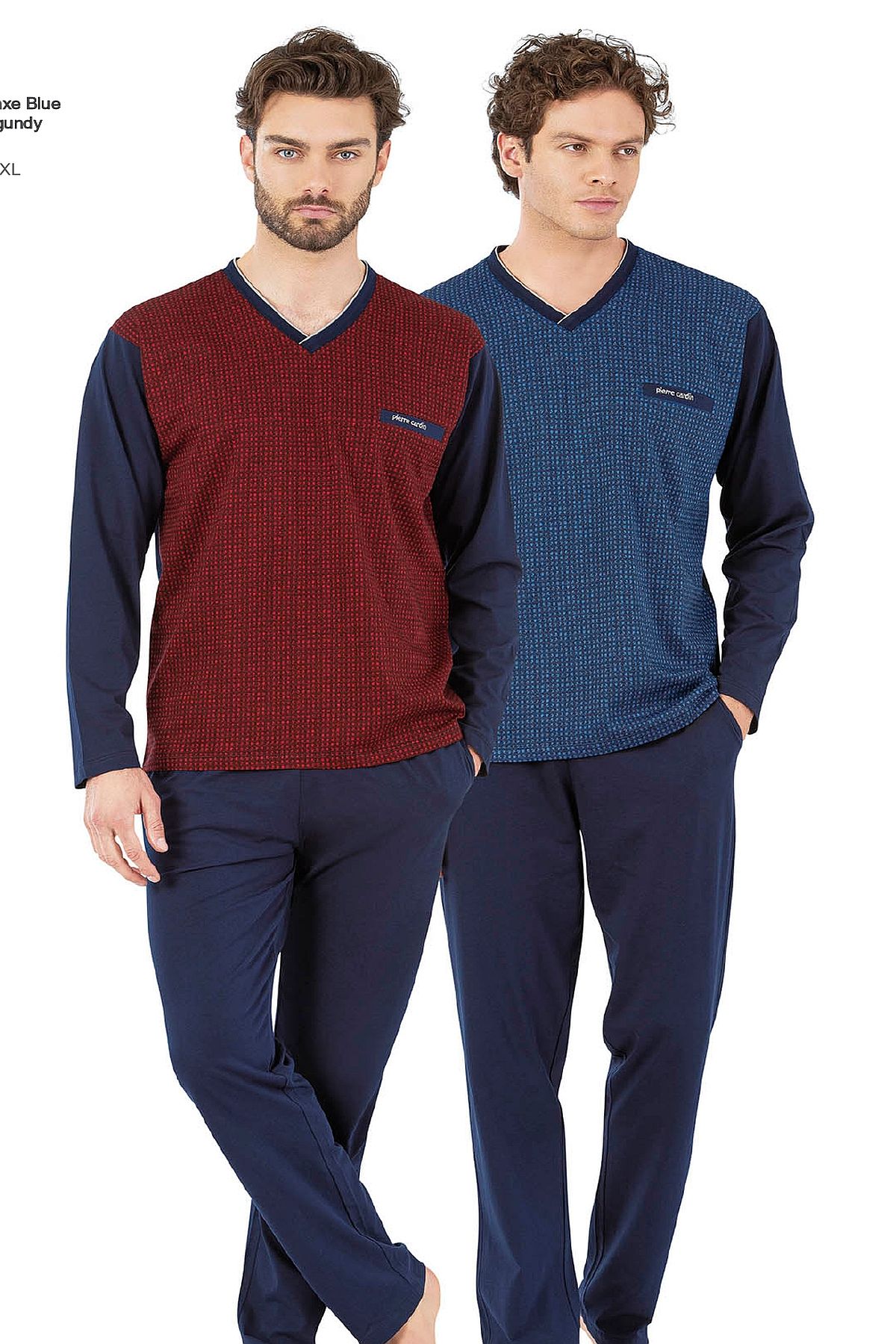 Pierre Cardin 6058 Erkek Uzun Kollu V Yakalı Pijama Takımı-Saks