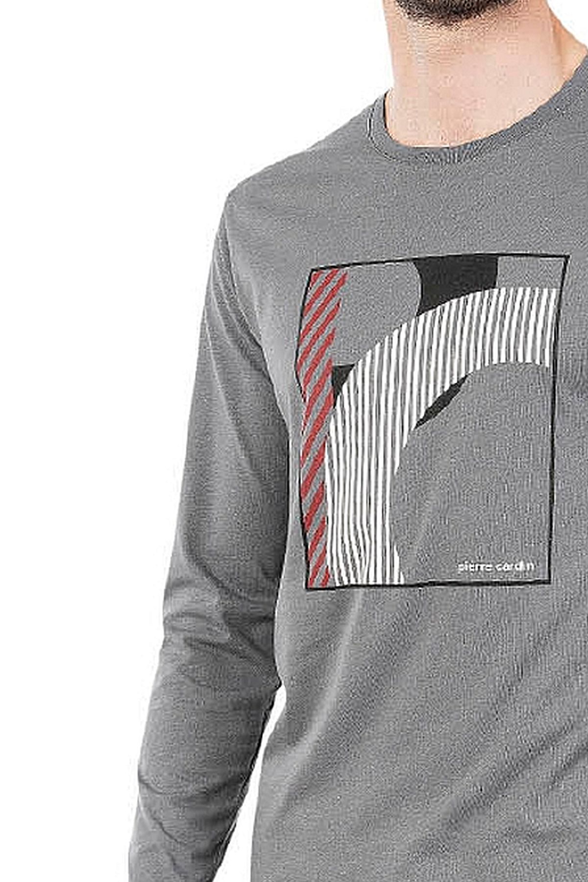Pierre Cardin 6060 Erkek Uzun Kollu Bisiklet Yaka Pijama Takımı-Gri