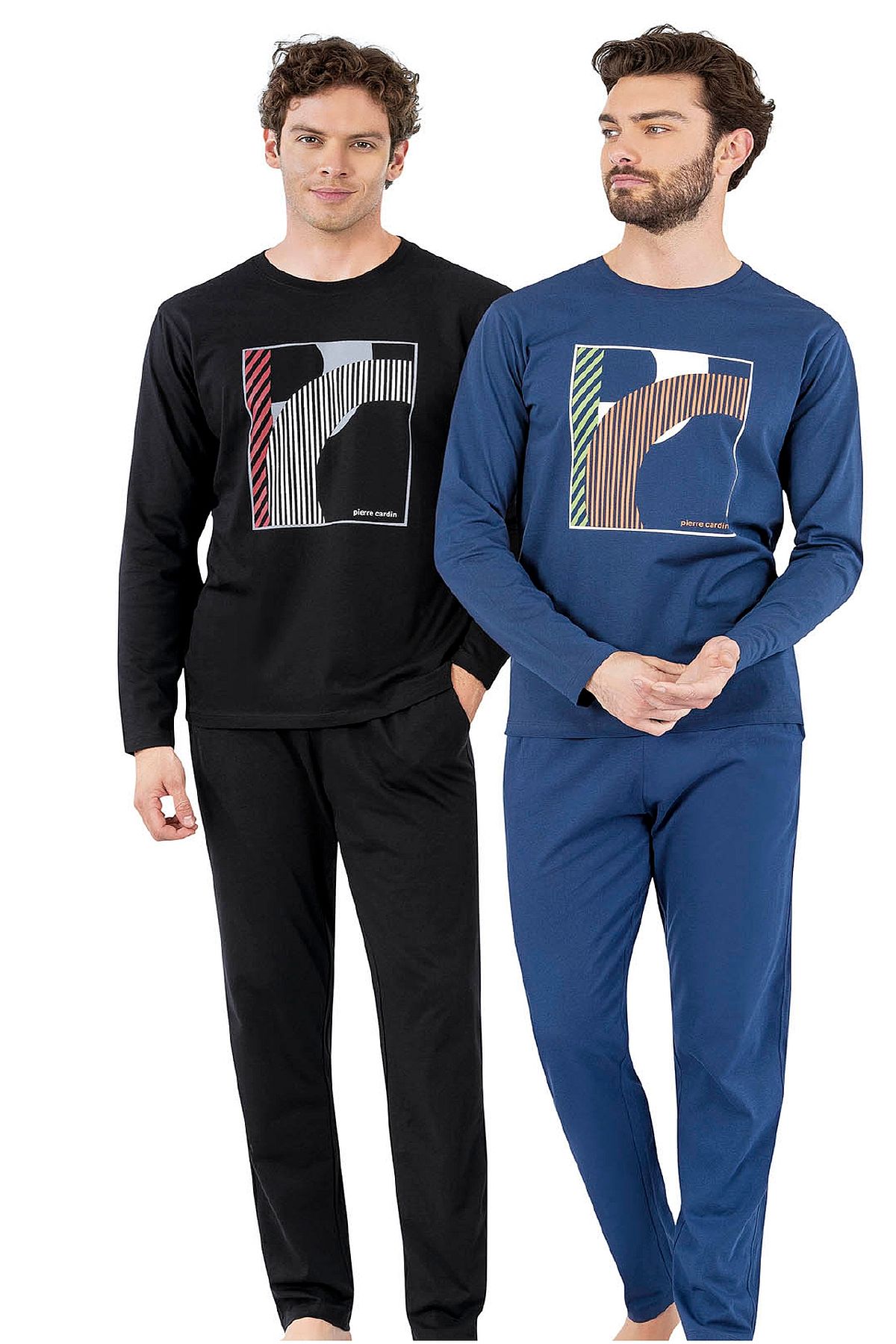 Pierre Cardin 6060 Erkek Uzun Kollu Bisiklet Yaka Pijama Takımı-Siyah