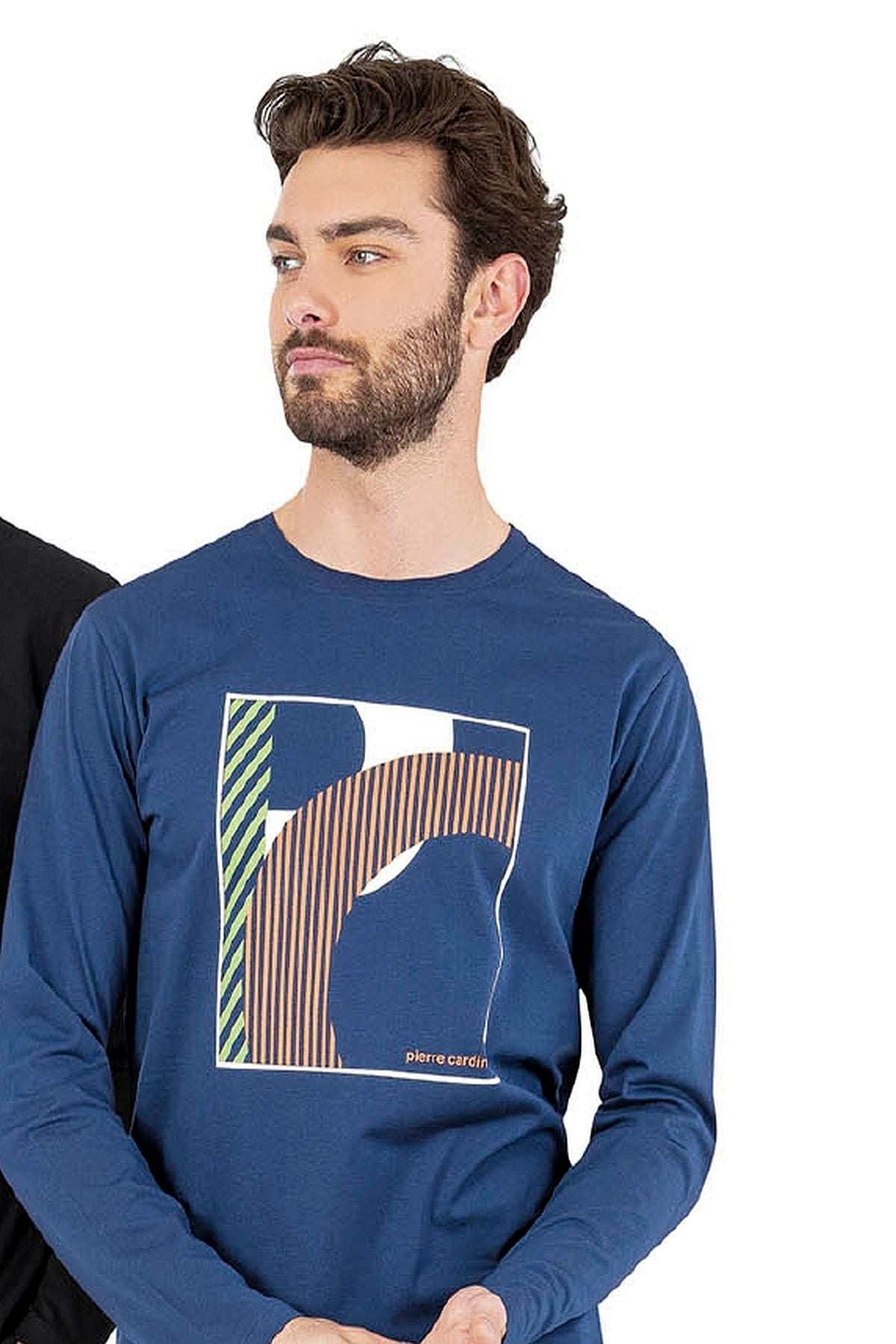 Pierre Cardin 6060 Erkek Uzun Kollu Bisiklet Yaka Pijama Takımı-İndigo