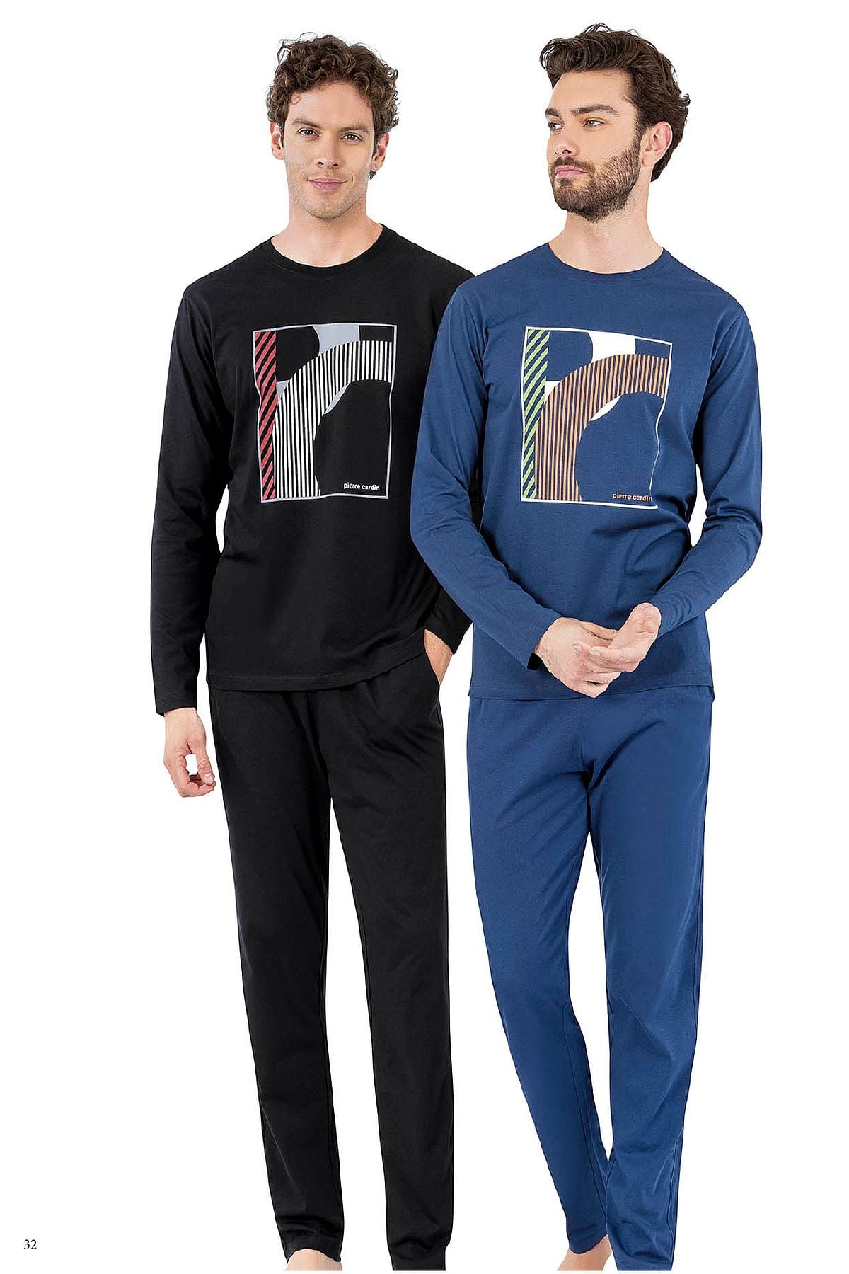 Pierre Cardin 6060 Erkek Uzun Kollu Bisiklet Yaka Pijama Takımı-İndigo