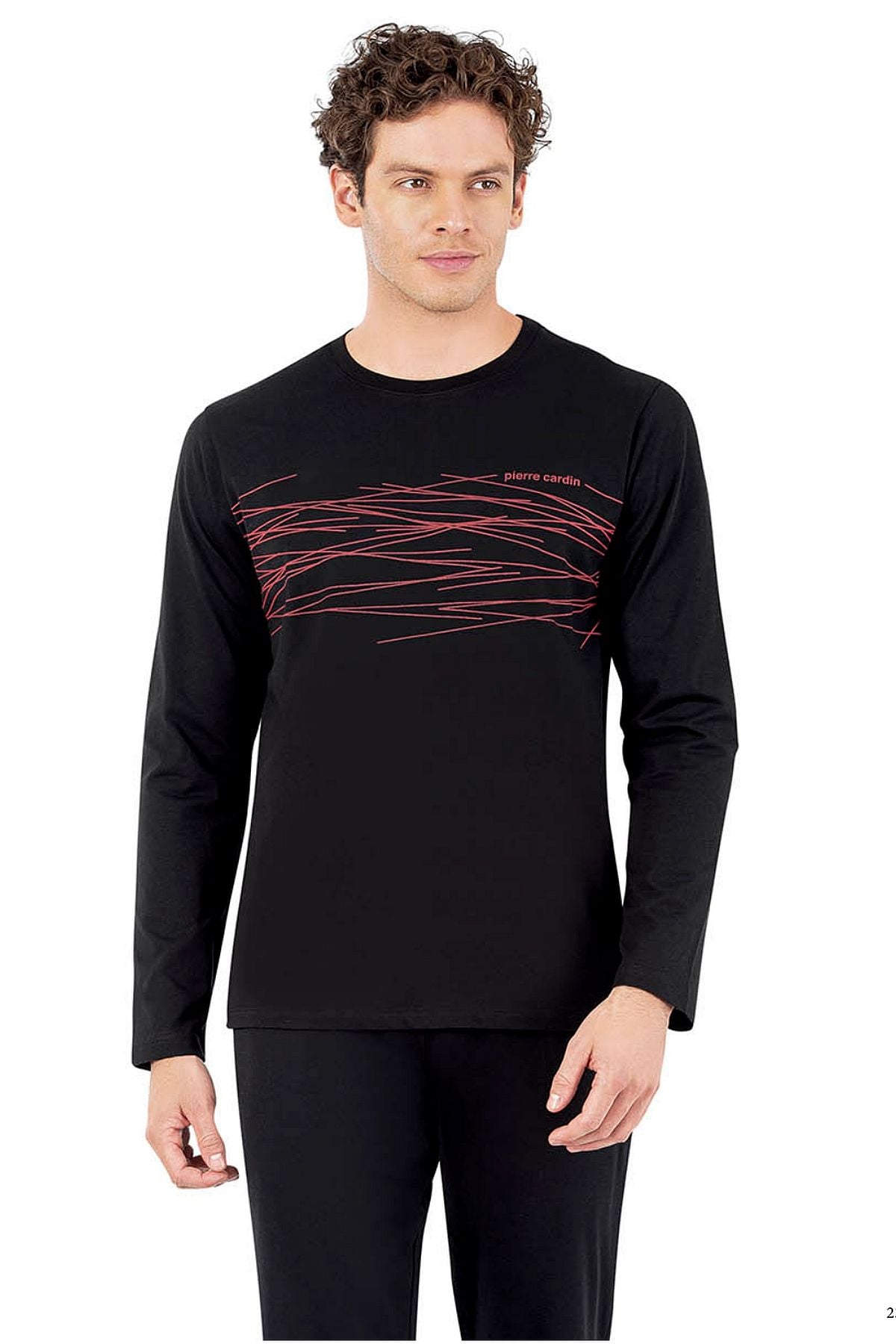 Pierre Cardin 6061 Erkek Uzun Kollu Bisiklet Yaka Pijama Takımı-Siyah
