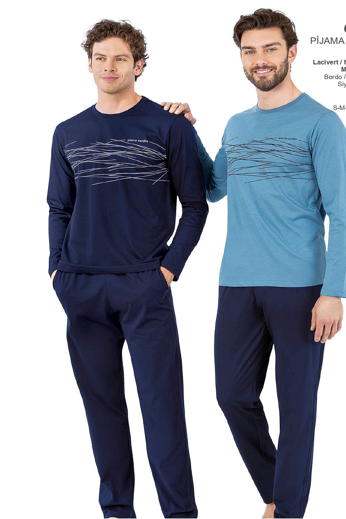 Pierre Cardin 6061 Erkek Uzun Kollu Bisiklet Yaka Pijama Takımı-Lacivert