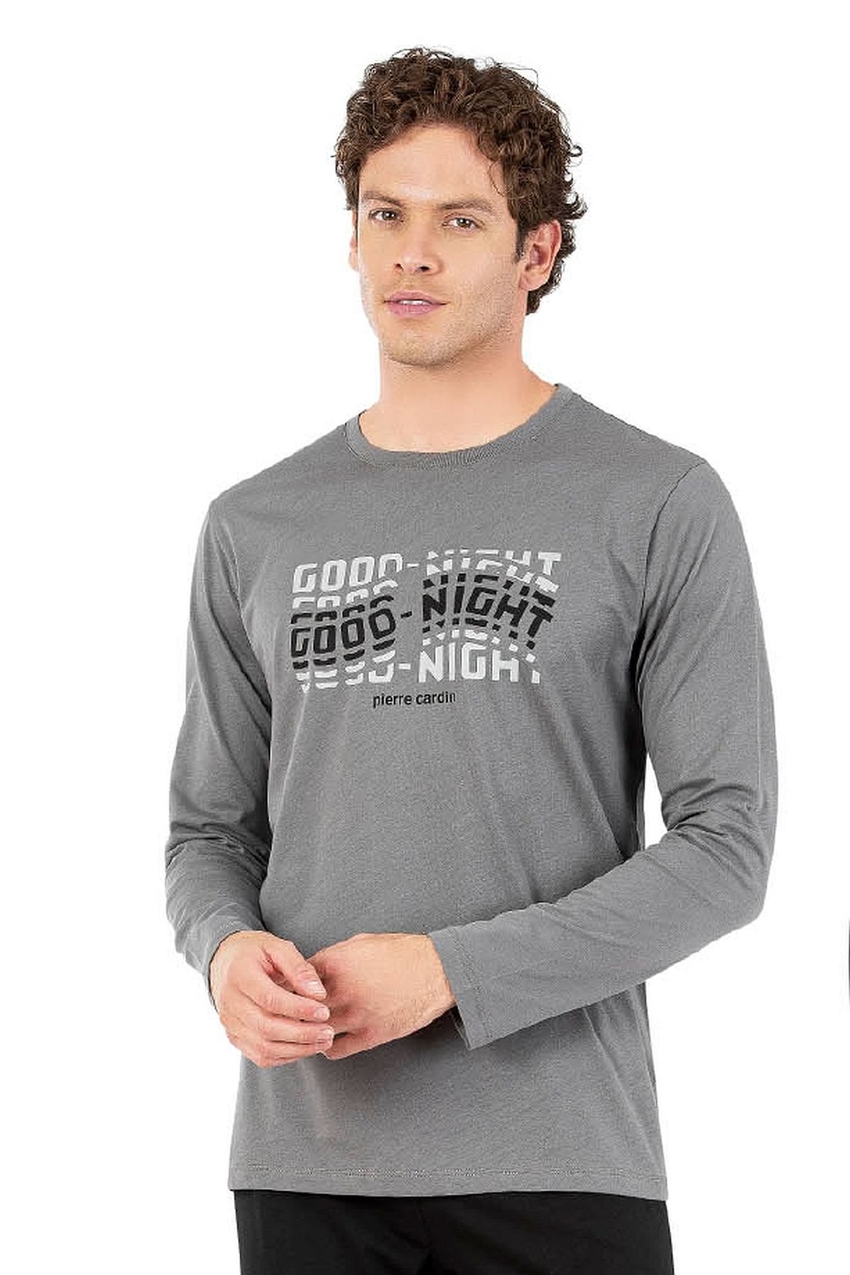 Pierre Cardin 6062 Erkek Uzun Kollu Bisiklet Yaka Pijama Takımı-Gri
