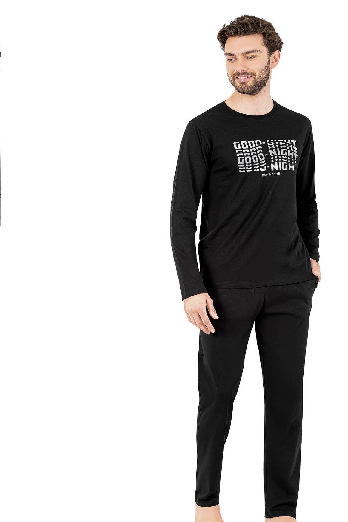 Pierre Cardin 6062 Erkek Uzun Kollu Bisiklet Yaka Pijama Takımı-Siyah