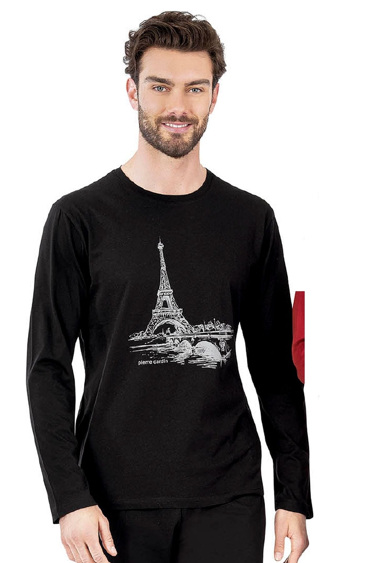 Pierre Cardin 6064 Erkek Uzun Kollu Bisiklet Yaka Pijama Takımı-Siyah