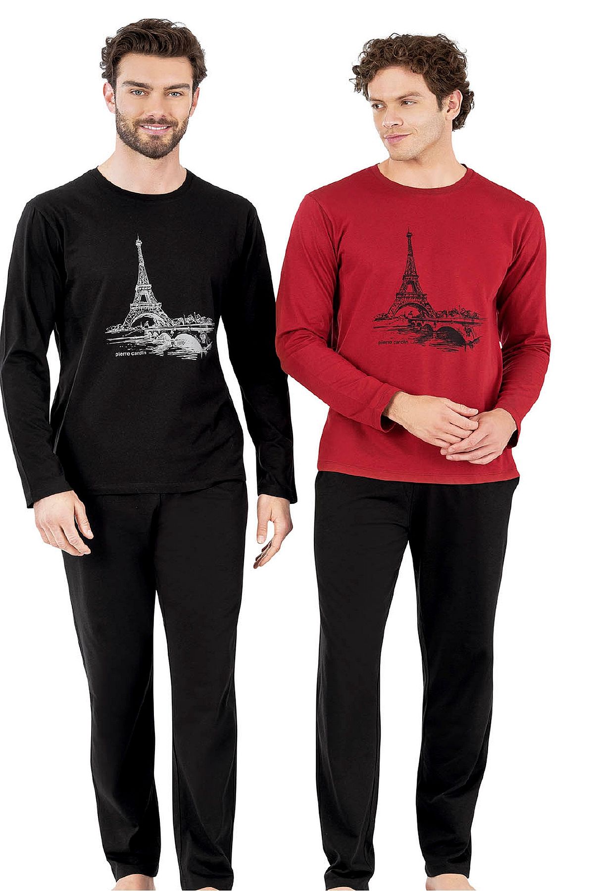 Pierre Cardin 6064 Erkek Uzun Kollu Bisiklet Yaka Pijama Takımı-Bordo