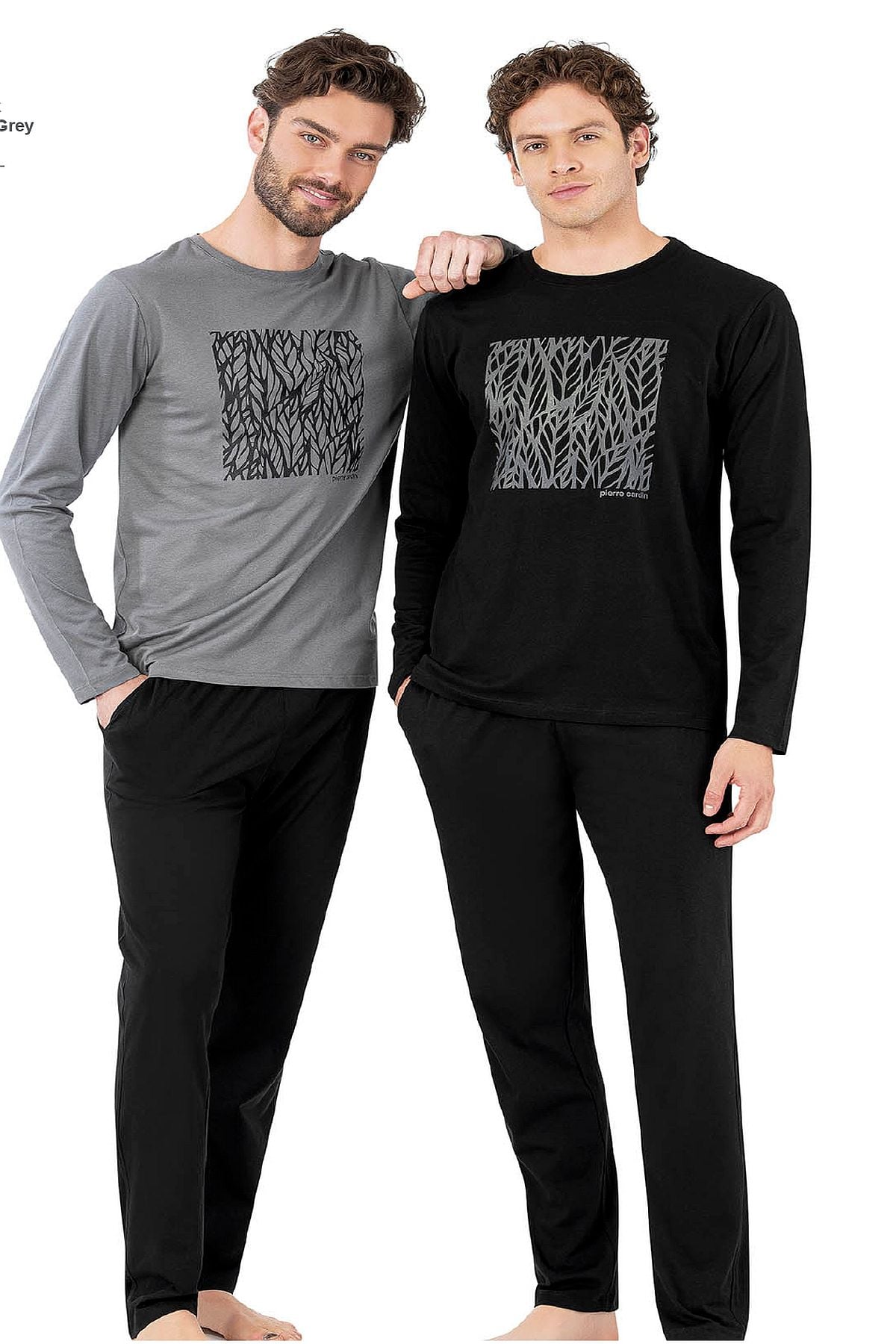 Pierre Cardin 6066 Erkek Uzun Kollu Bisiklet Yaka Pijama Takımı-Siyah