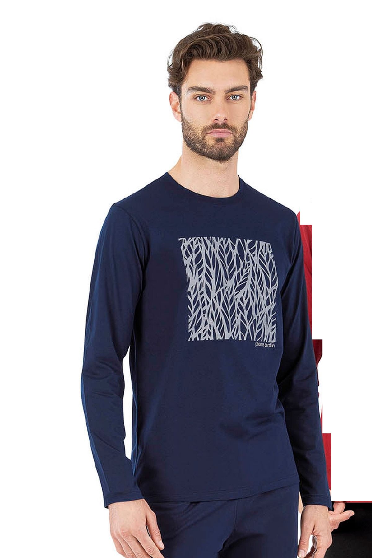 Pierre Cardin 6066 Erkek Uzun Kollu Bisiklet Yaka Pijama Takımı-Lacivert
