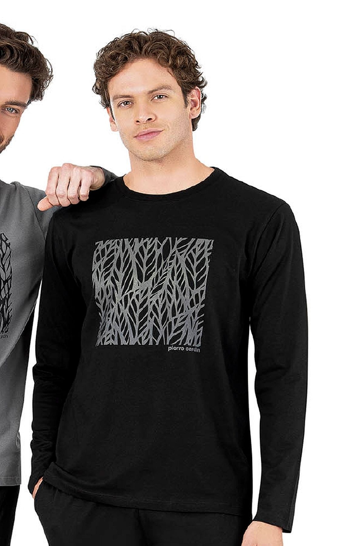 Pierre Cardin 6066 Erkek Uzun Kollu Bisiklet Yaka Pijama Takımı-Siyah