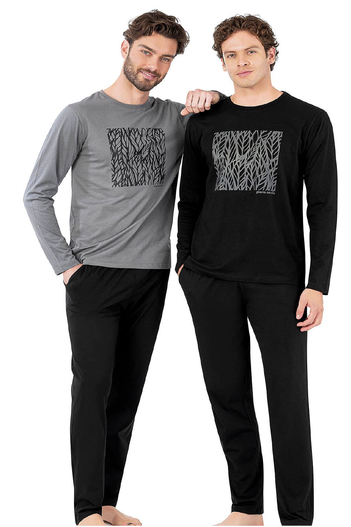 Pierre Cardin 6066 Erkek Uzun Kollu Bisiklet Yaka Pijama Takımı-Gri