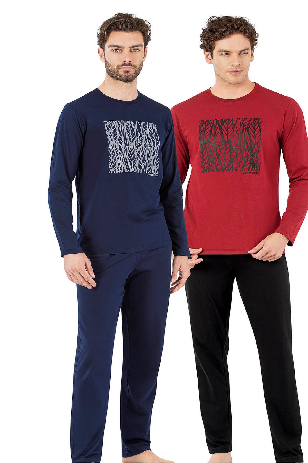 Pierre Cardin 6066 Erkek Uzun Kollu Bisiklet Yaka Pijama Takımı-Lacivert