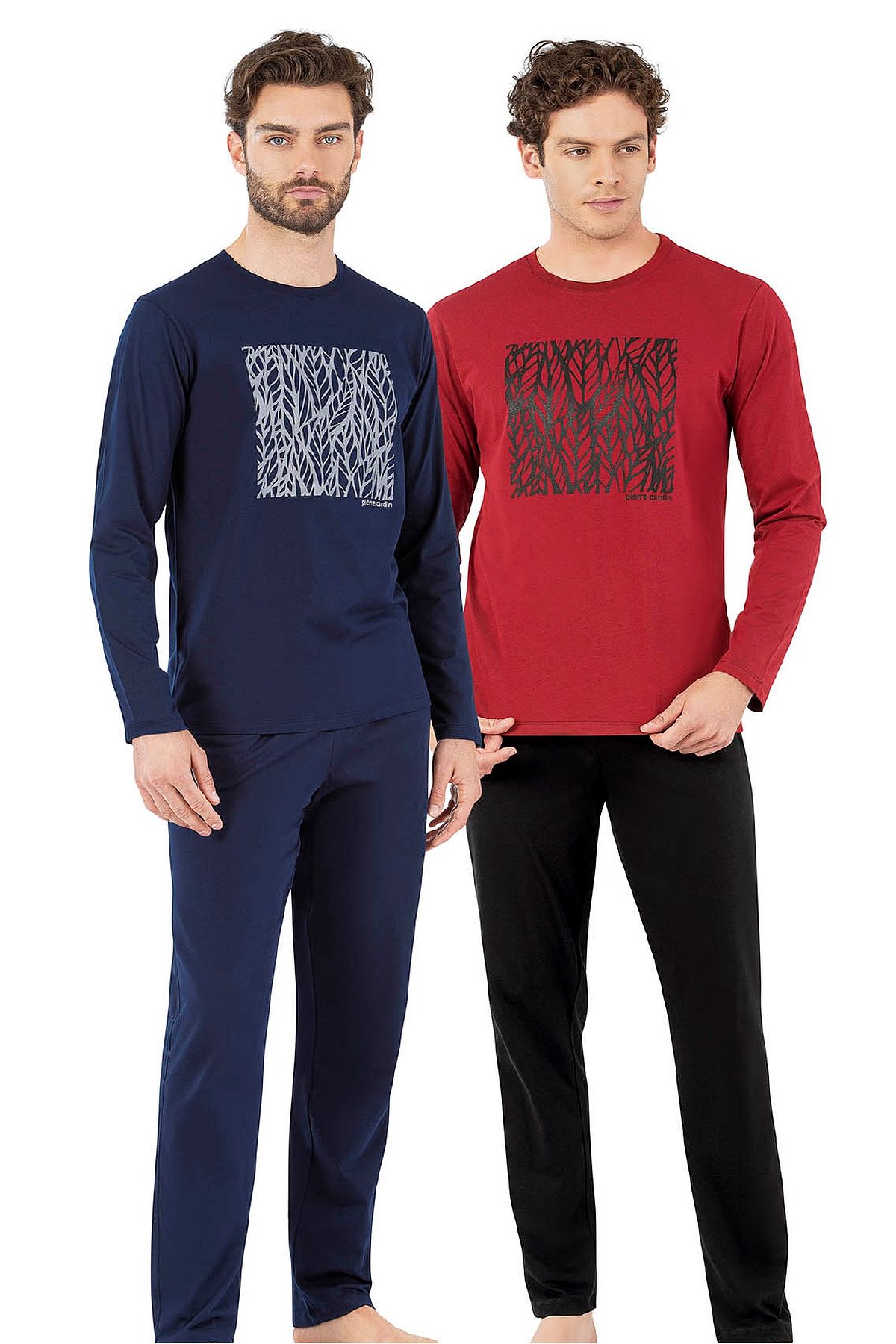 Pierre Cardin 6066 Erkek Uzun Kollu Bisiklet Yaka Pijama Takımı-Bordo