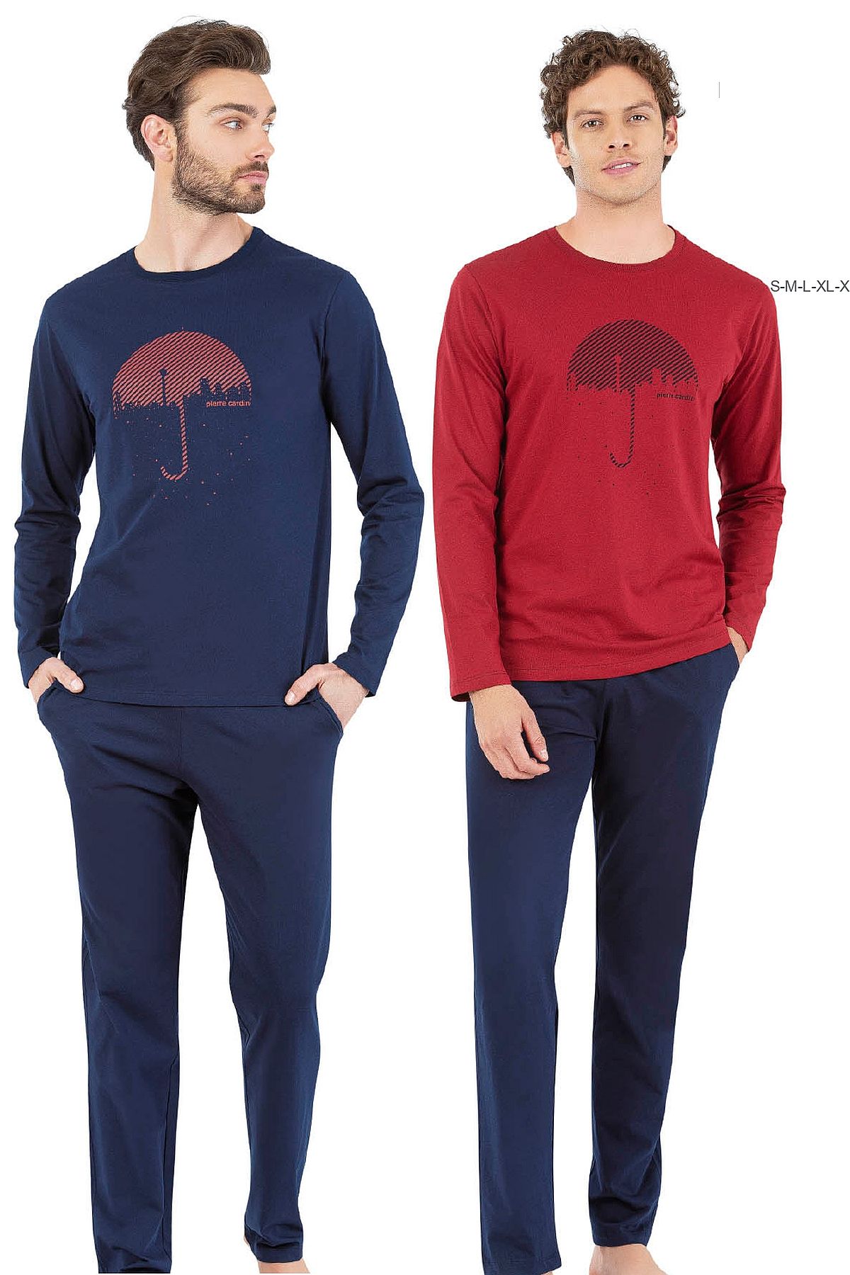Pierre Cardin 6070 Erkek Uzun Kollu Bisiklet Yaka Pijama Takımı-Lacivert