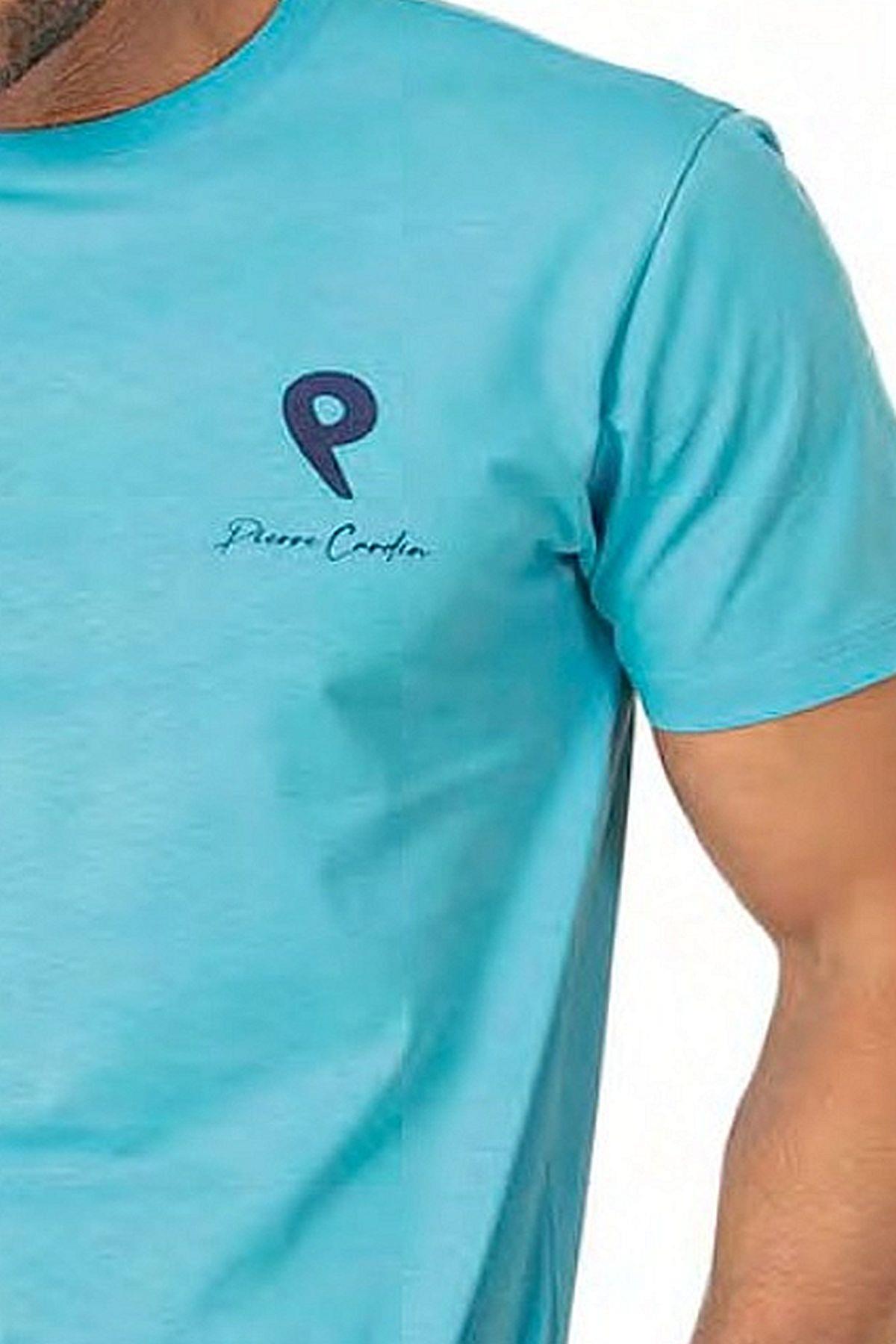 Pierre Cardin 6078 Erkek Kısa Kollu Bisiklet Yaka Pijama Takım-Mavi