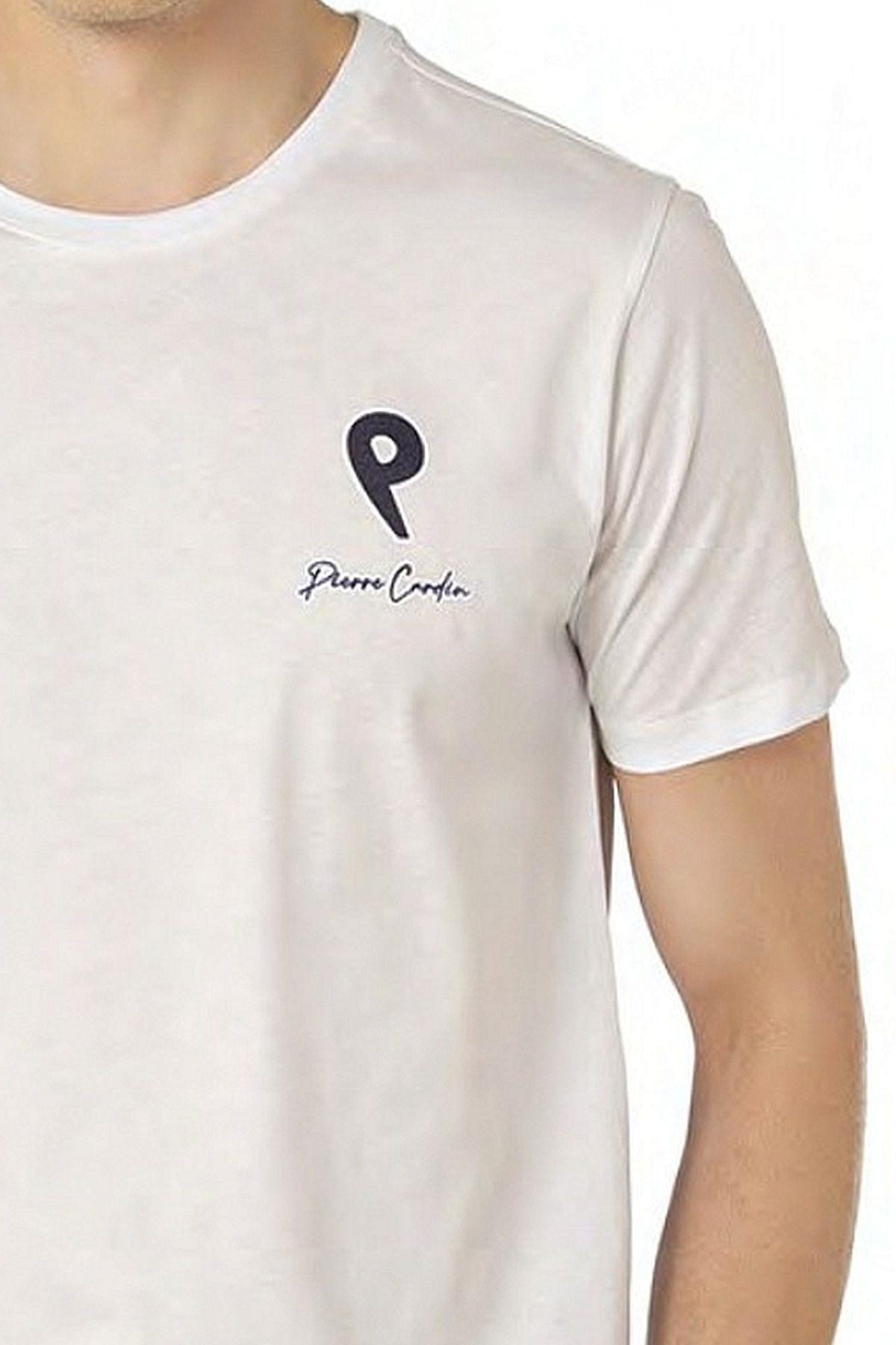 Pierre Cardin 6078 Erkek Kısa Kollu Bisiklet Yaka Pijama Takım-Beyaz