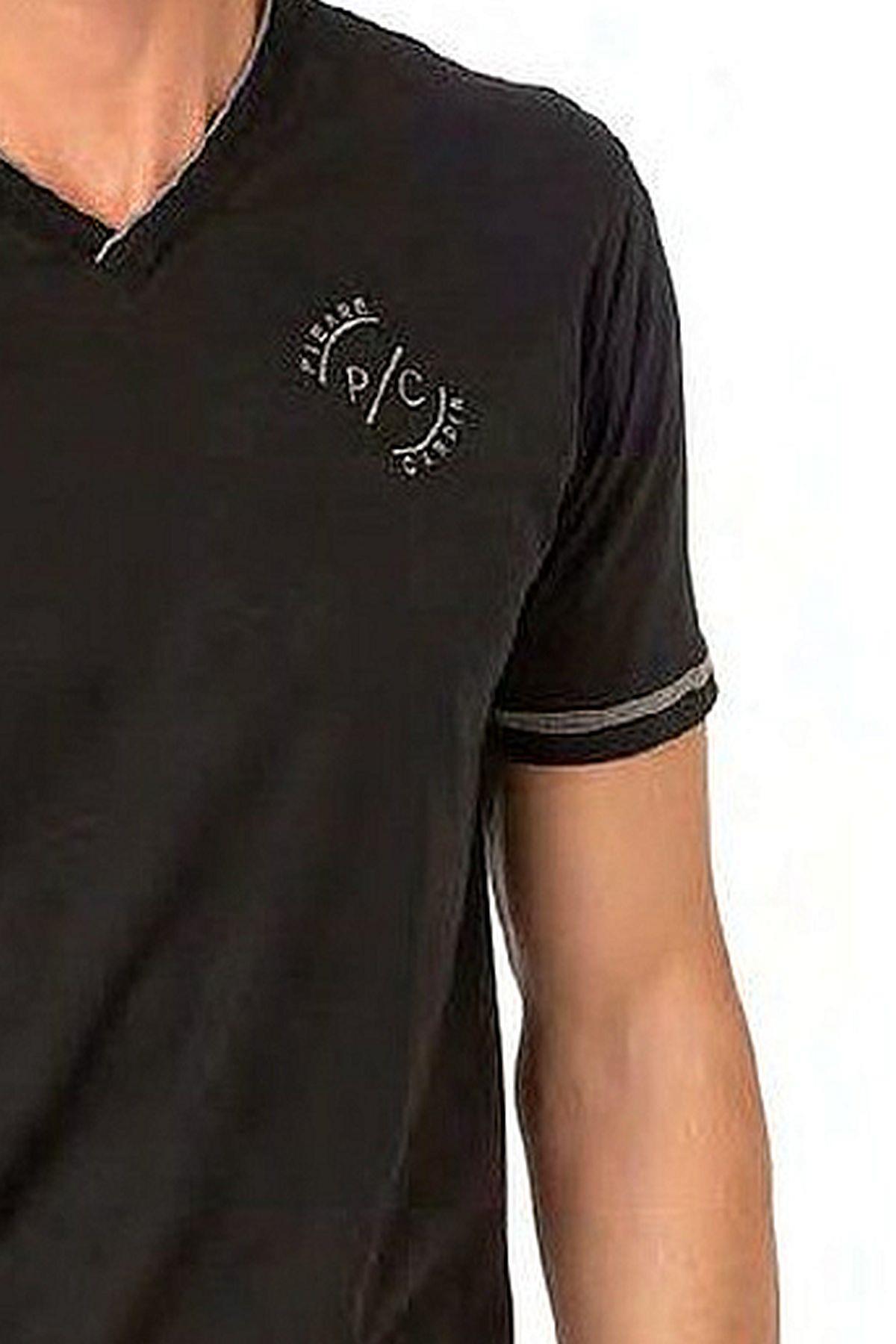 Pierre Cardin 6083 Erkek Kısa Kollu V Yaka Pijama Takım-Siyah