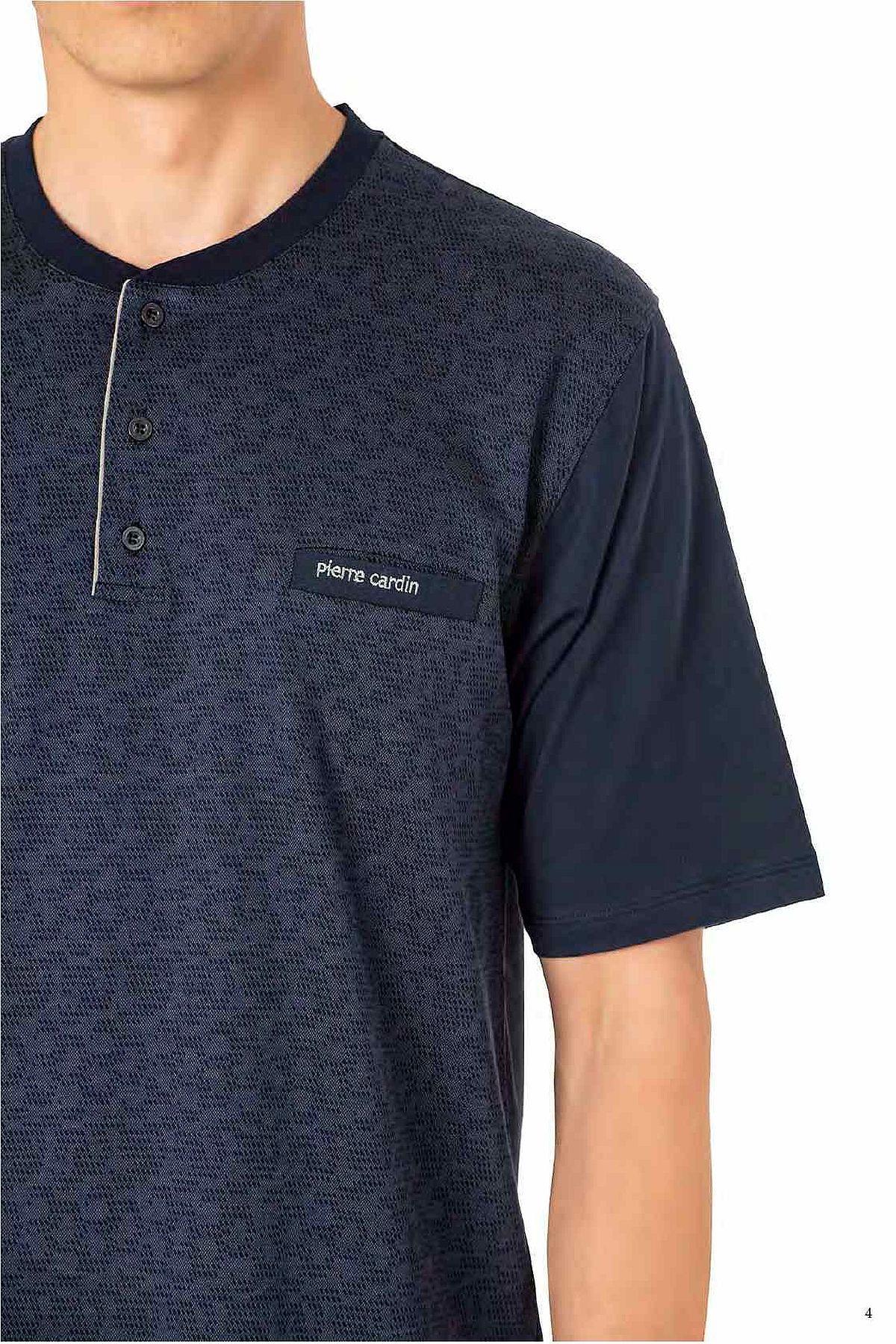 Pierre Cardin 6088 Erkek Kısa Kollu 3lü Jakarlı Pijama Takımı-Saks