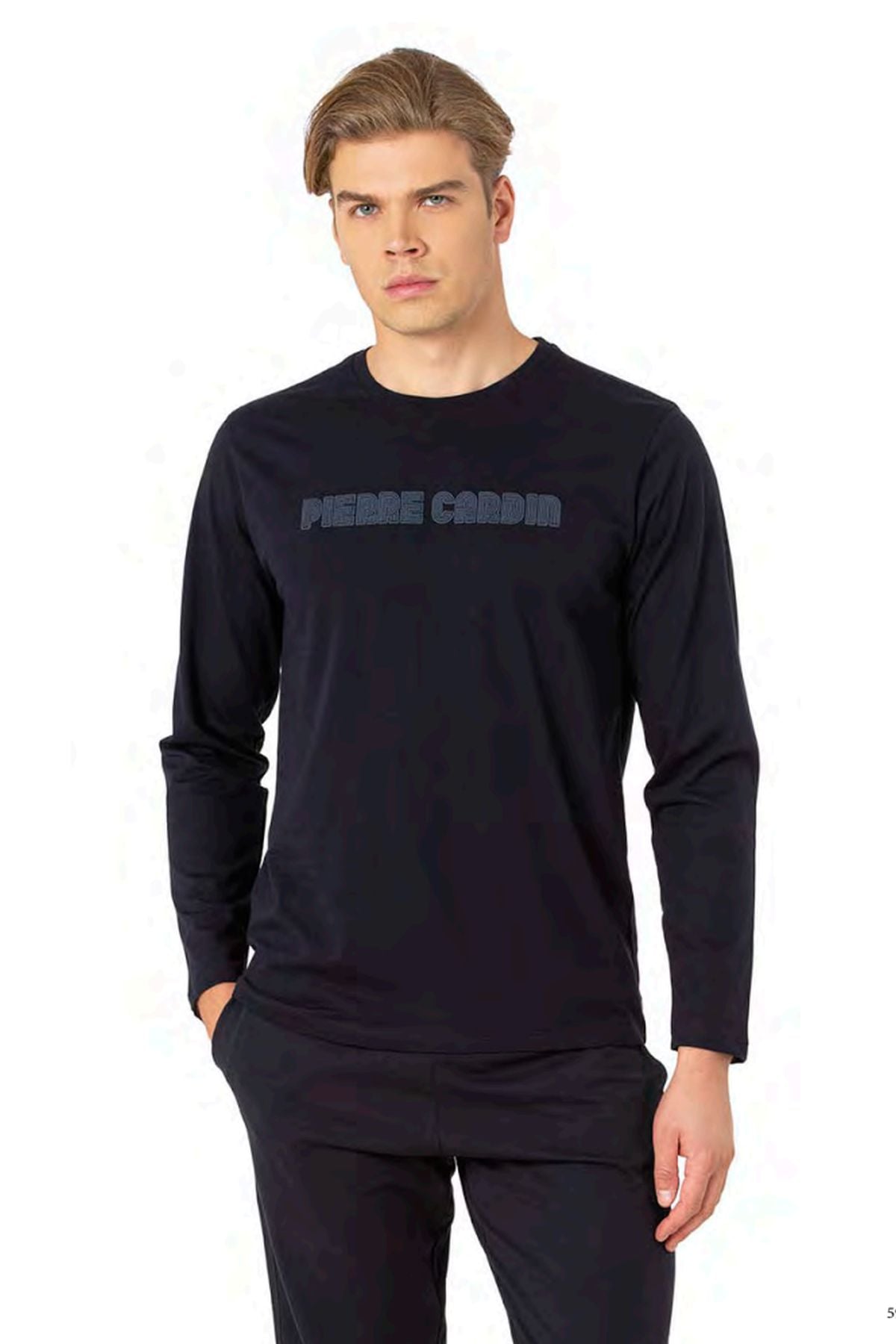 Pierre Cardin 6093 Erkek Uzun Kollu Bisiklet Yaka Pijama Takımı-Lacivert