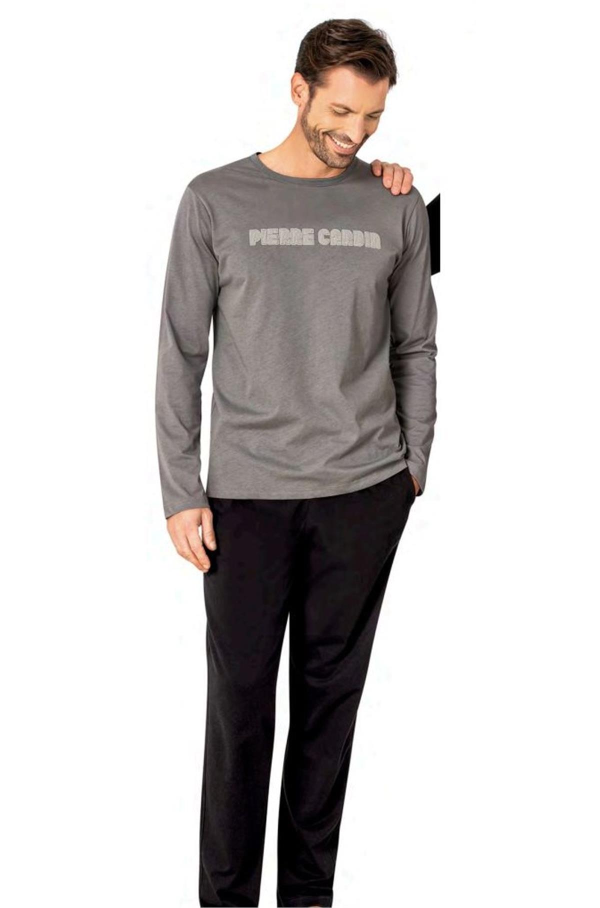 Pierre Cardin 6093 Erkek Uzun Kollu Bisiklet Yaka Pijama Takımı-Gri