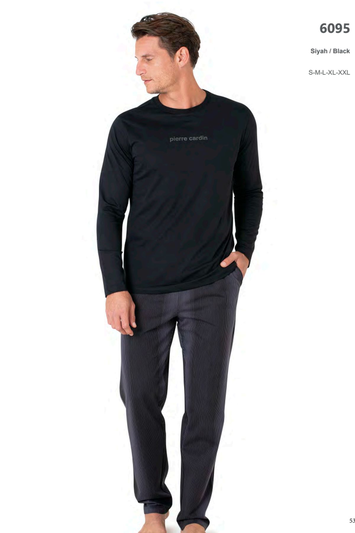 Pierre Cardin 6095 Erkek Uzun Kollu Bisiklet Yaka Pijama Takımı-Siyah