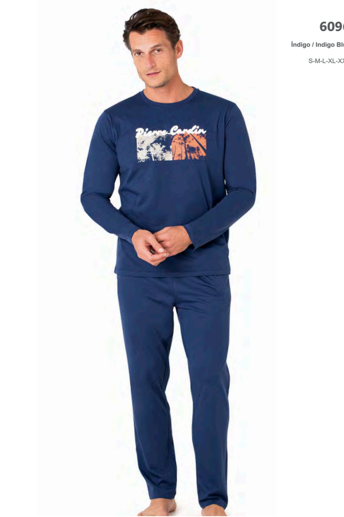 Pierre Cardin 6096 Erkek Uzun Kollu Bisiklet Yaka Pijama Takımı-İndigo