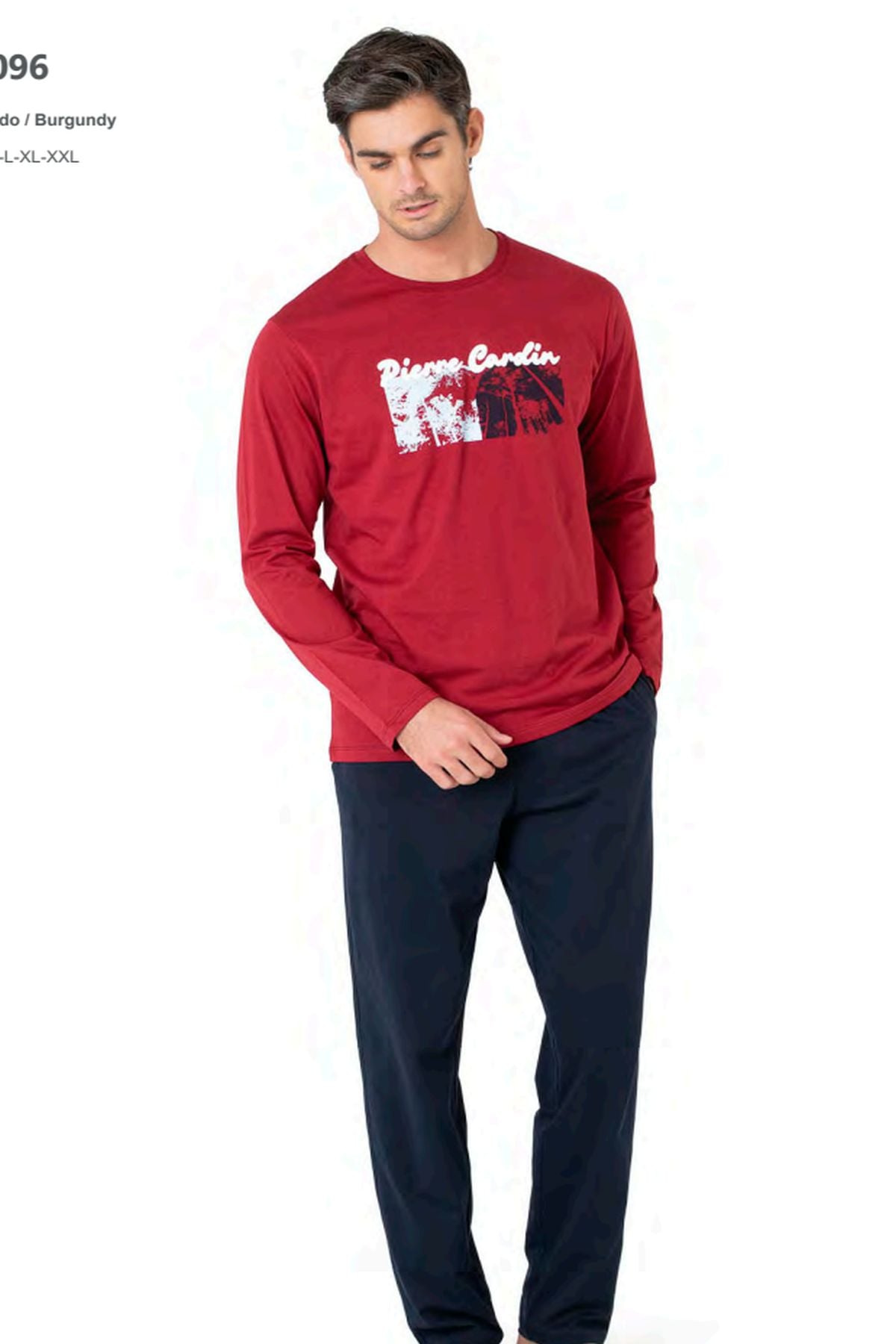 Pierre Cardin 6096 Erkek Uzun Kollu Bisiklet Yaka Pijama Takımı-Bordo