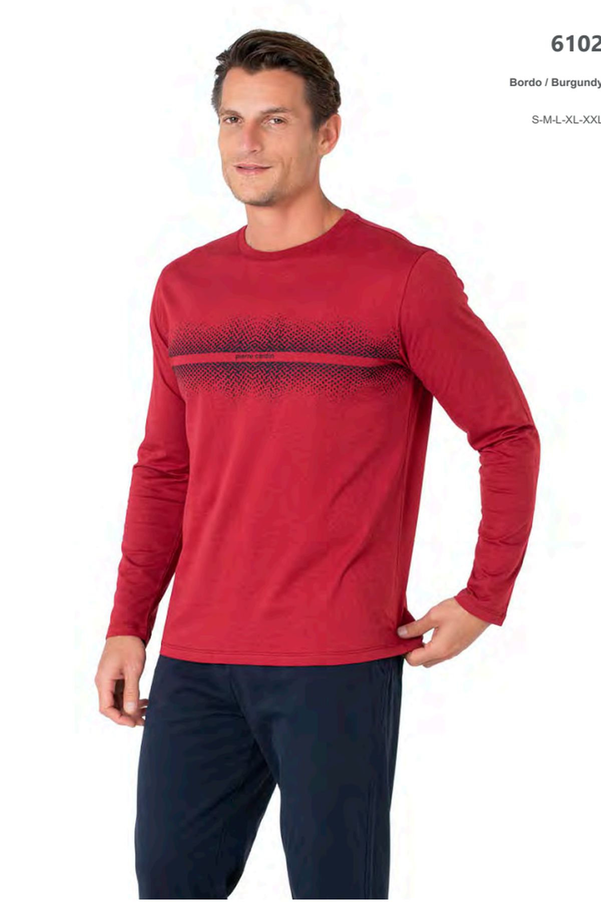 Pierre Cardin 6102 Erkek Uzun Kollu Bisiklet Yaka Pijama Takımı-Bordo