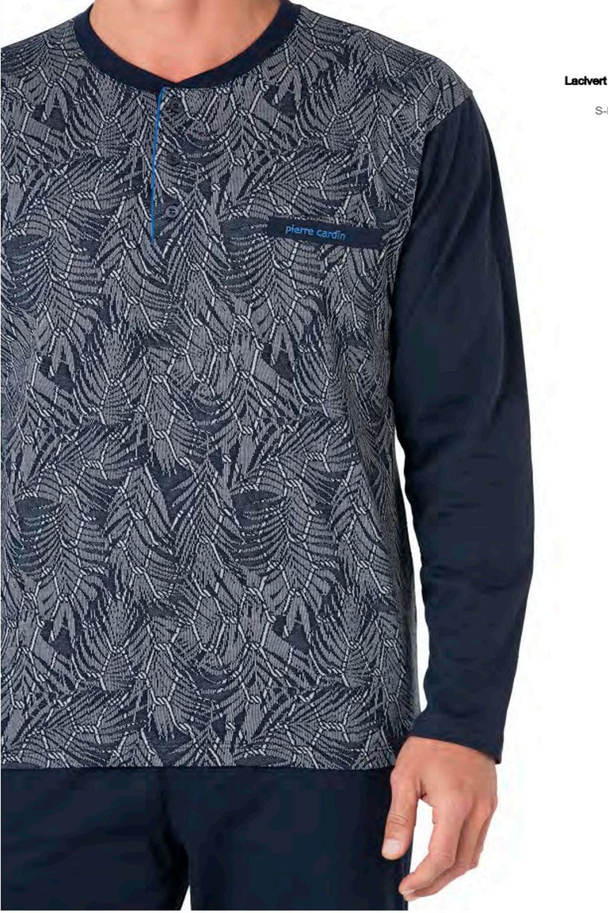 Pierre Cardin 6111 Erkek Uzun Kollu Yakası Düğmeli Pijama Takım-Lacivert
