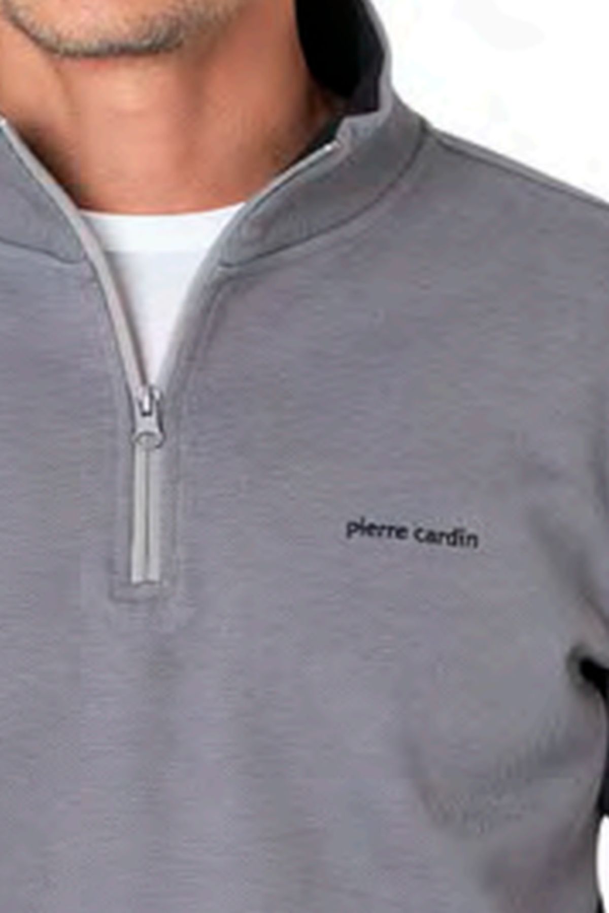 Pierre Cardin 6116 Erkek Uzun Kollu Yakası Fermuarlı Eşofman Takımı-Gri